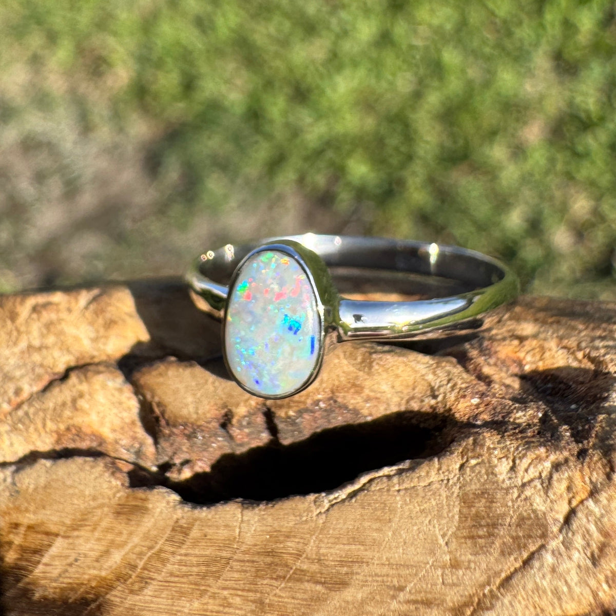 0.8ct Lightning Ridge Opal Ring ~ 'Culburra Ember' | 925 Sterling Silver | Solid Australian Opal