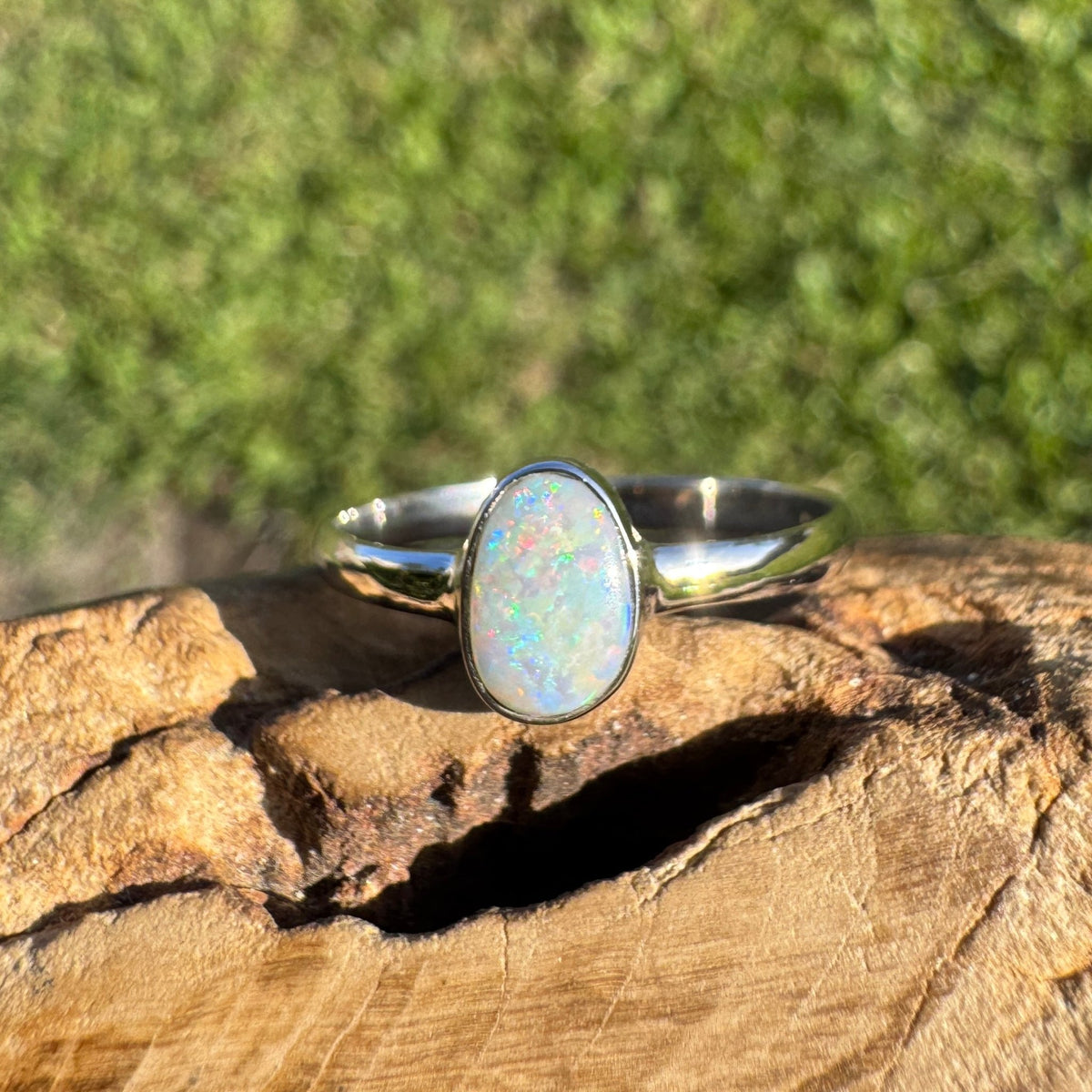 0.8ct Lightning Ridge Opal Ring ~ 'Culburra Ember' | 925 Sterling Silver | Solid Australian Opal