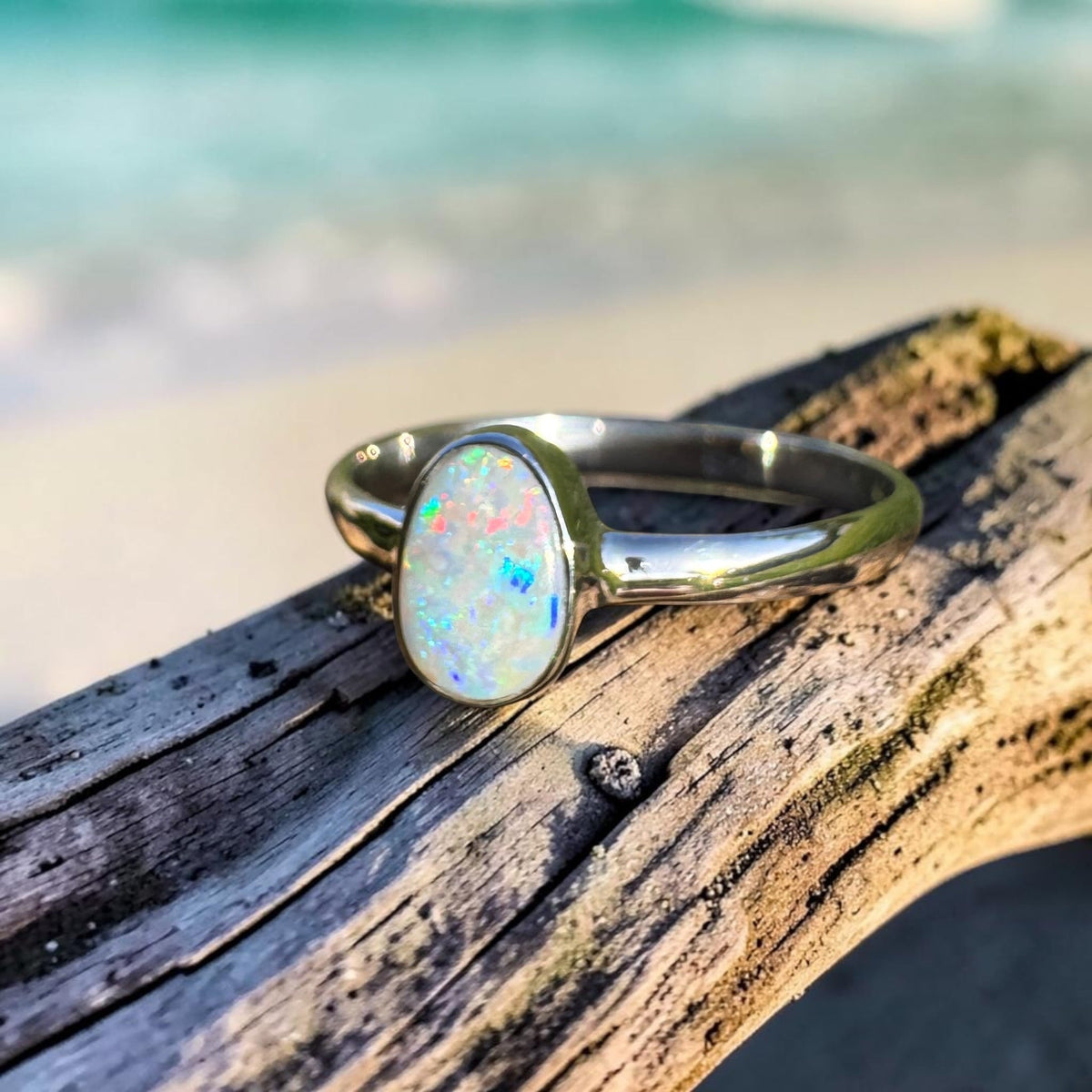 0.8ct Lightning Ridge Opal Ring ~ 'Culburra Ember' | 925 Sterling Silver | Solid Australian Opal