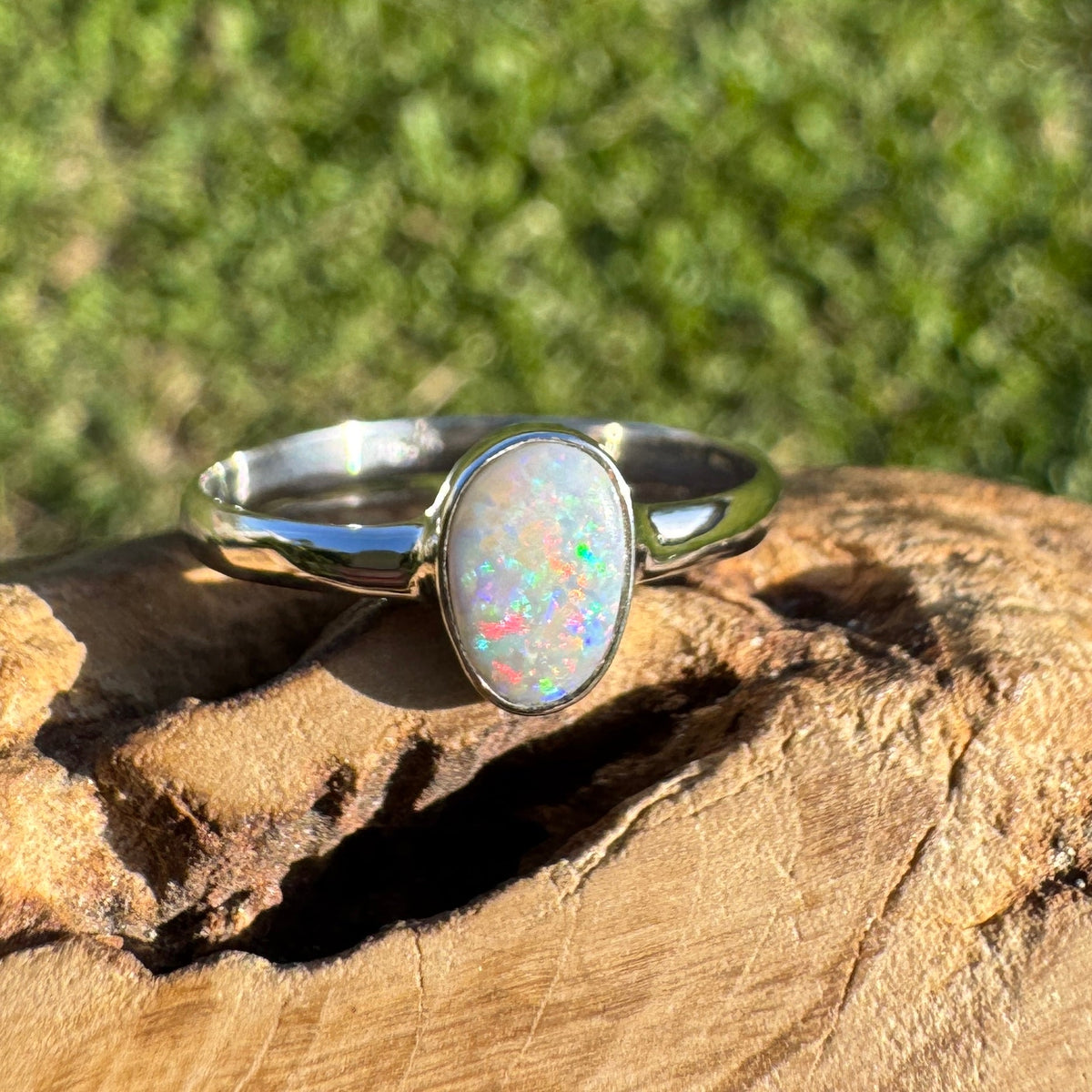 0.8ct Lightning Ridge Opal Ring ~ 'Culburra Ember' | 925 Sterling Silver | Solid Australian Opal