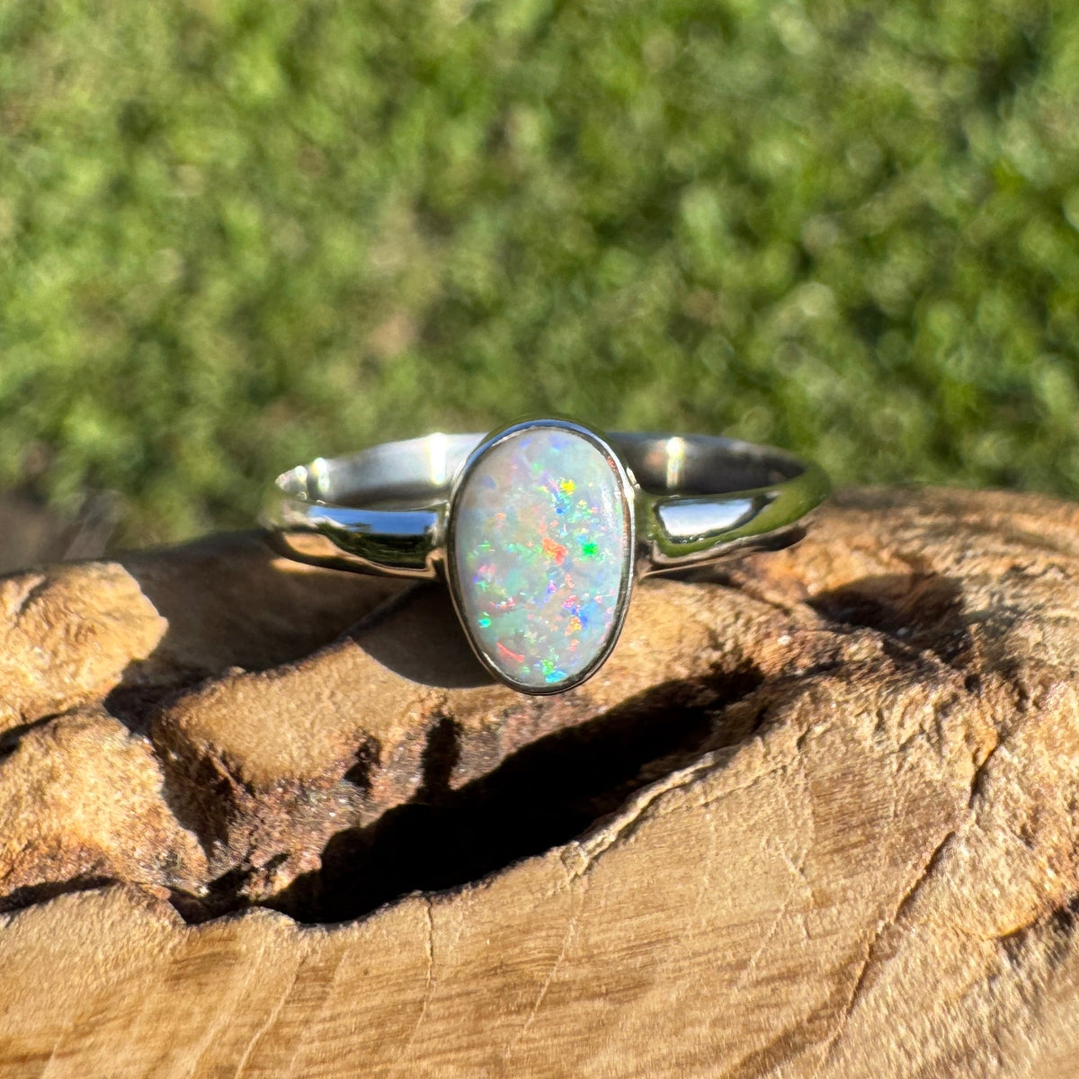 0.8ct Lightning Ridge Opal Ring ~ 'Culburra Ember' | 925 Sterling Silver | Solid Australian Opal