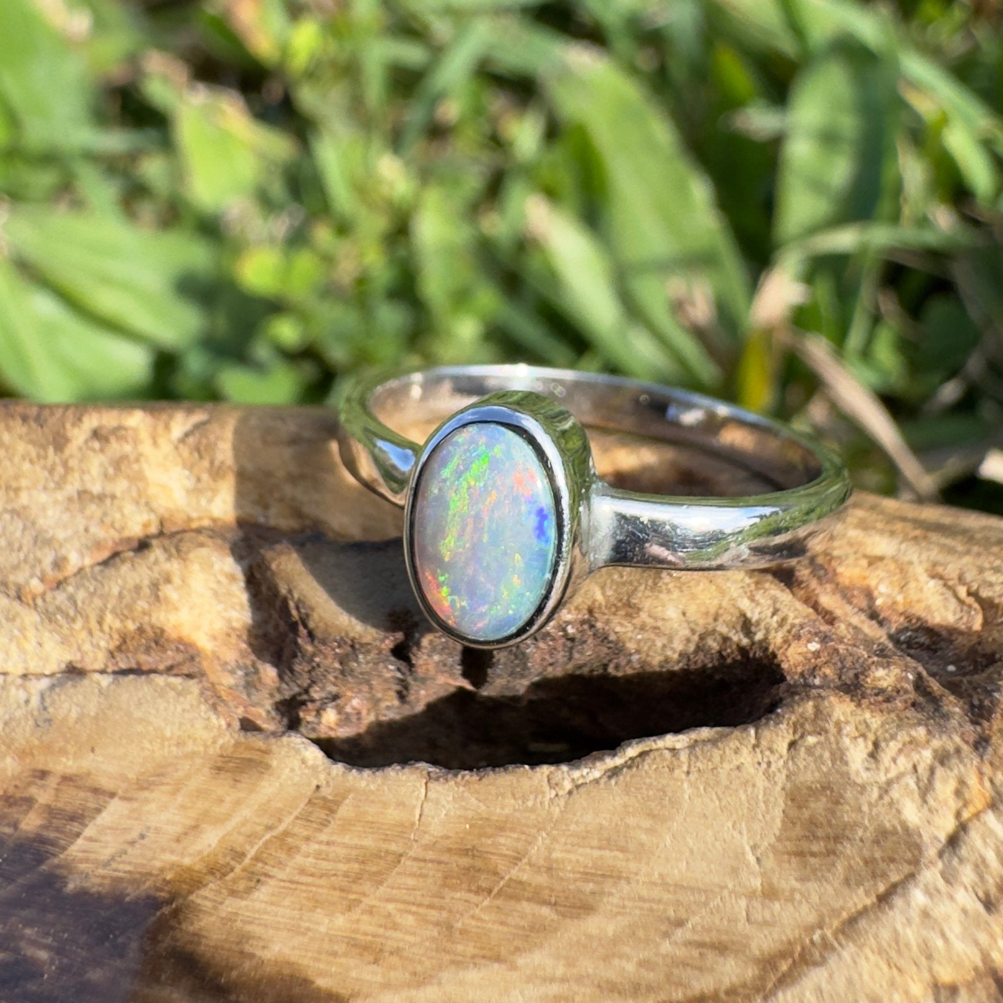 0.8ct Lightning Ridge Opal Ring ~ 'Jervis Bay Ember' | 925 Sterling Silver | Solid Australian Opal