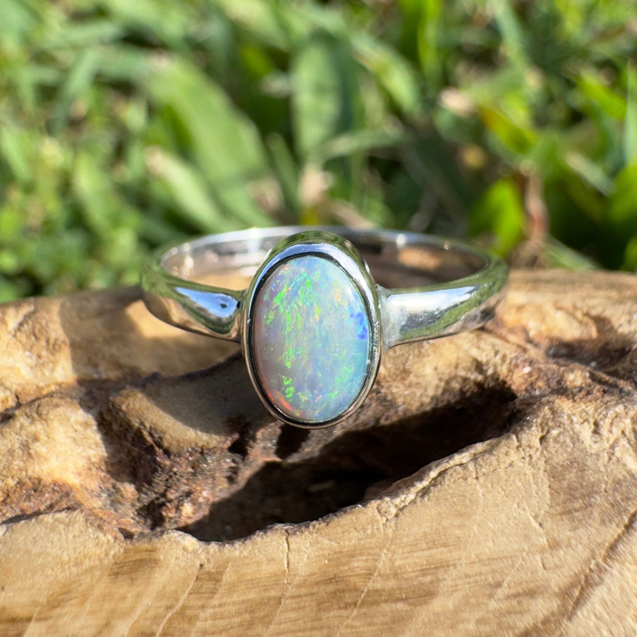 0.8ct Lightning Ridge Opal Ring ~ 'Jervis Bay Ember' | 925 Sterling Silver | Solid Australian Opal
