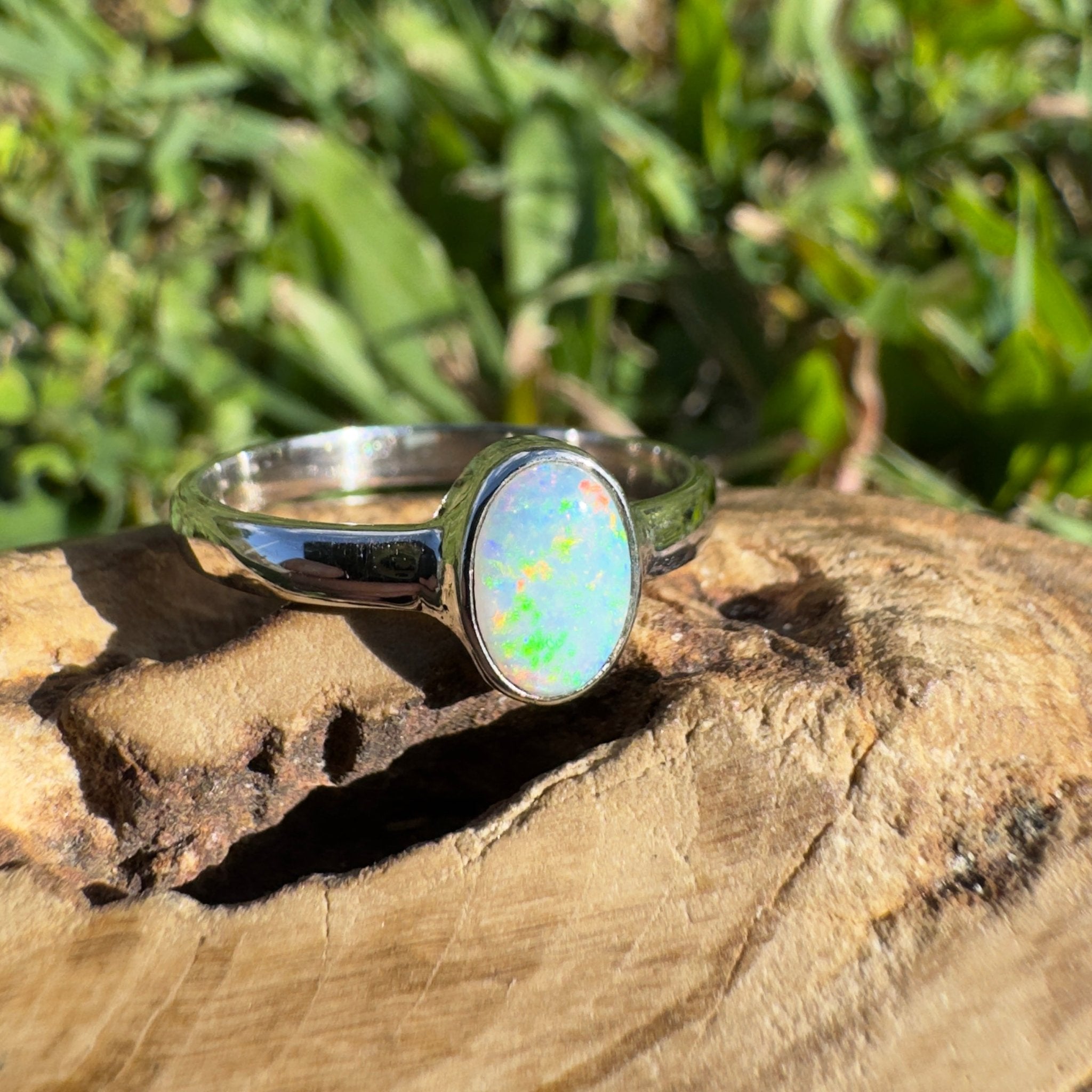 0.8ct Lightning Ridge Opal Ring ~ 'Karijini Spark' | 925 Sterling Silver | Solid Australian Opal
