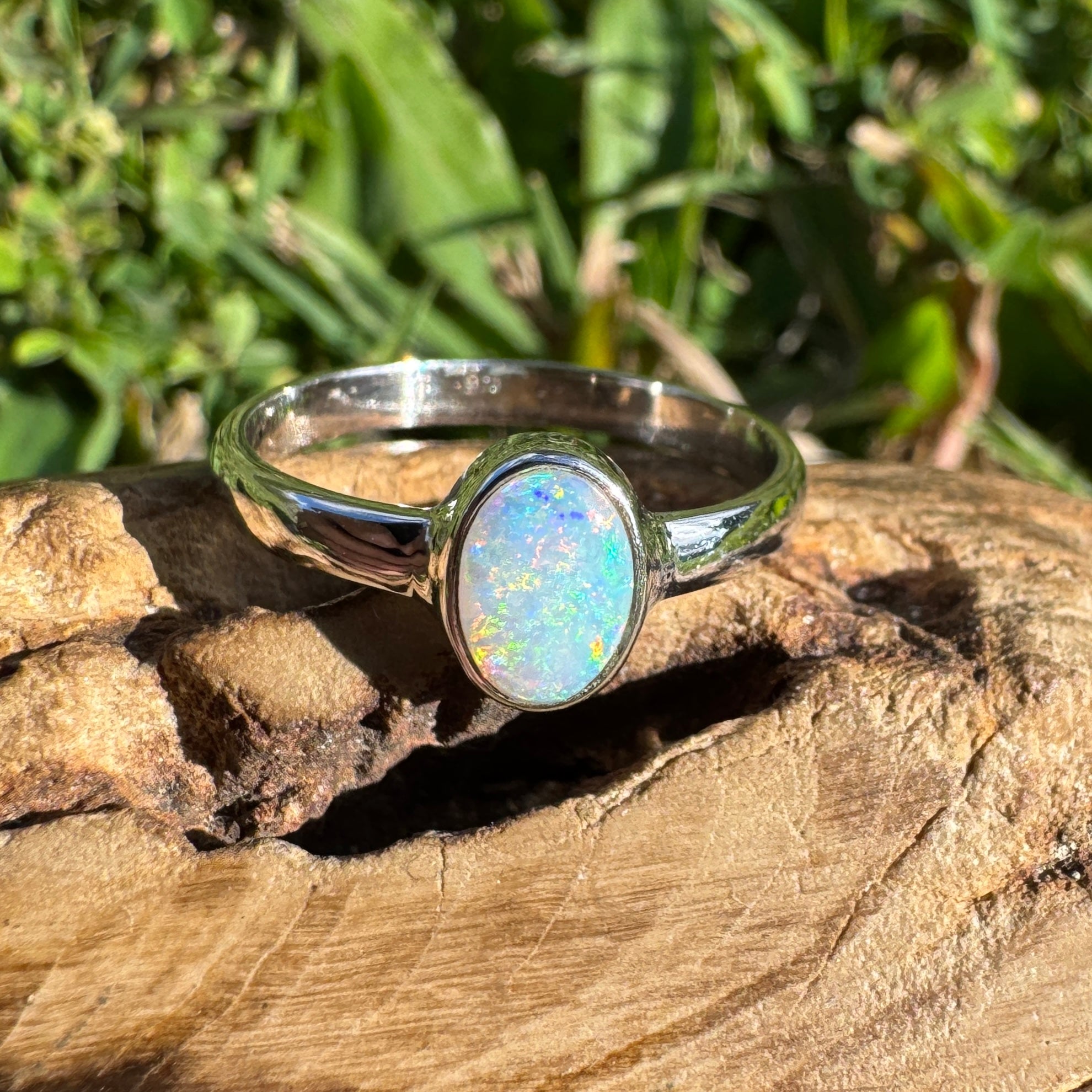 0.8ct Lightning Ridge Opal Ring ~ 'Karijini Spark' | 925 Sterling Silver | Solid Australian Opal