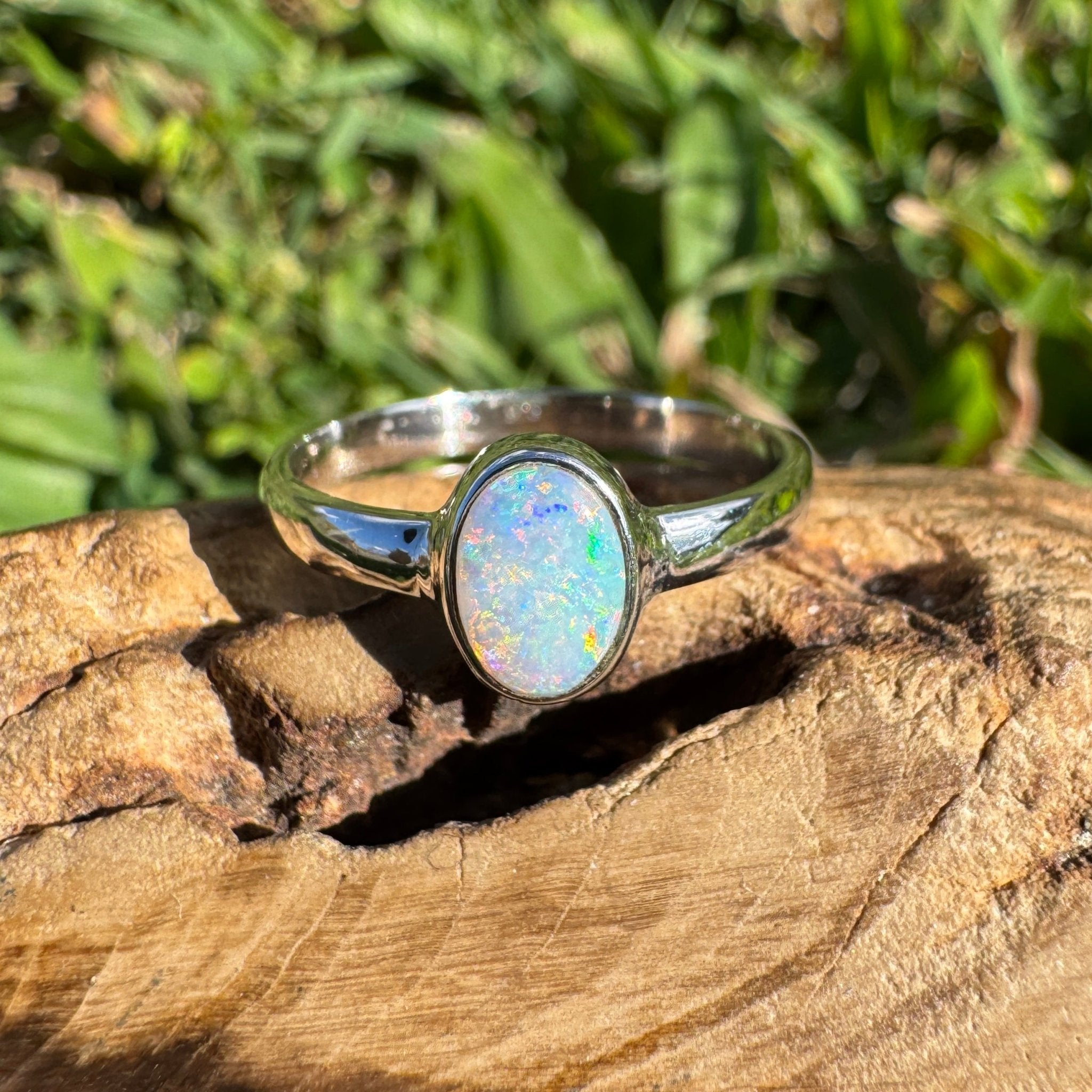 0.8ct Lightning Ridge Opal Ring ~ 'Karijini Spark' | 925 Sterling Silver | Solid Australian Opal