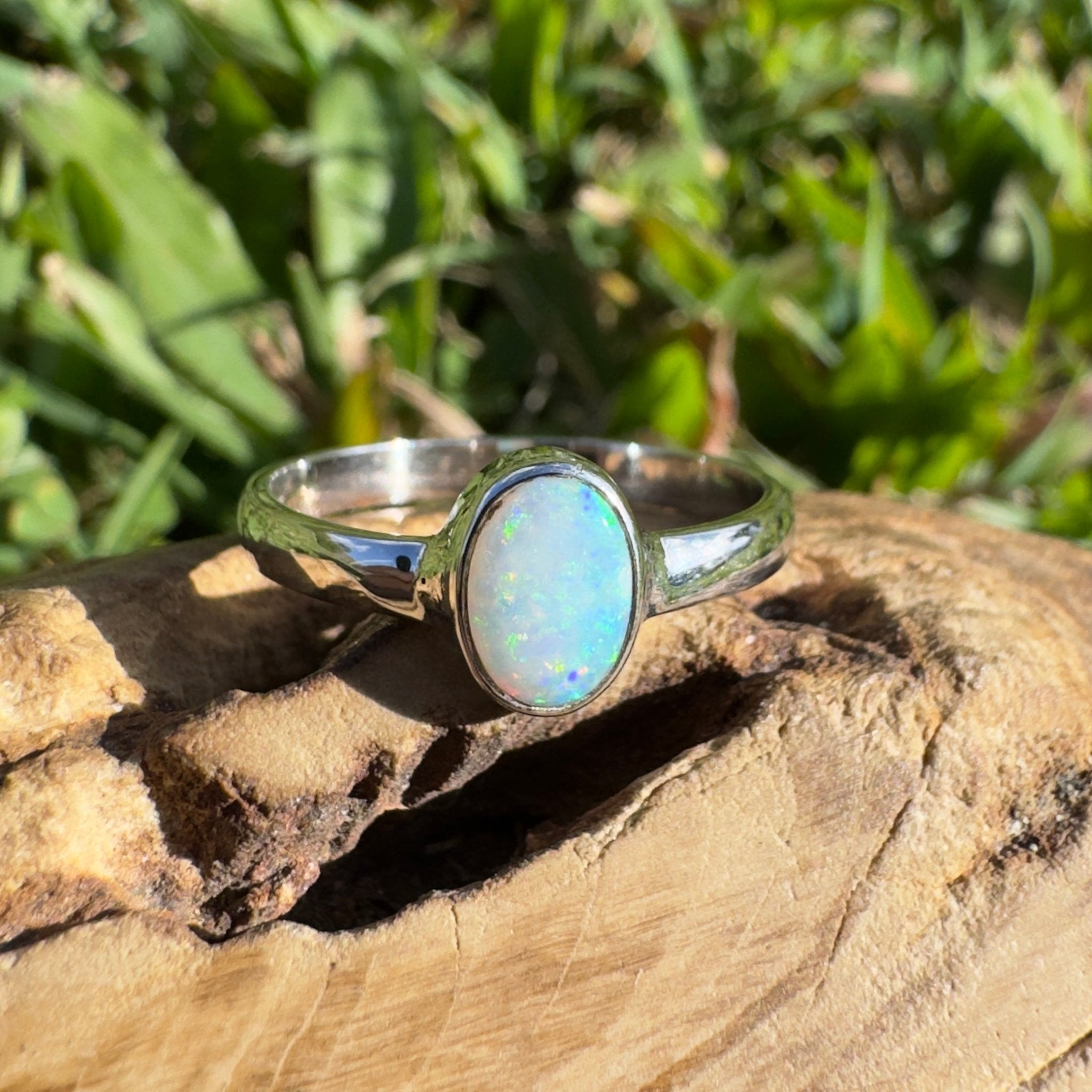 0.8ct Lightning Ridge Opal Ring ~ 'Karijini Spark' | 925 Sterling Silver | Solid Australian Opal
