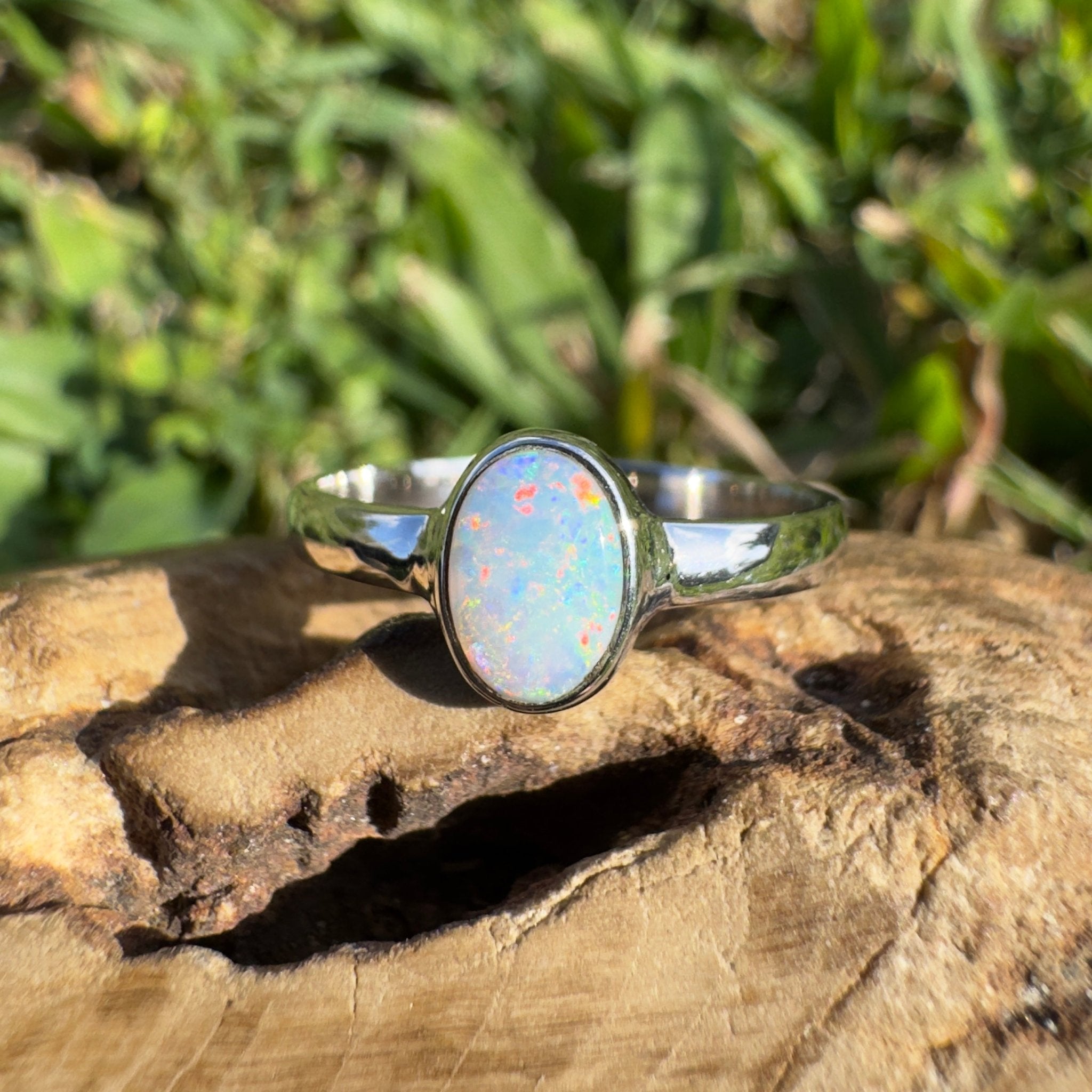 0.8ct Lightning Ridge Opal Ring ~ 'Karijini Spark' | 925 Sterling Silver | Solid Australian Opal