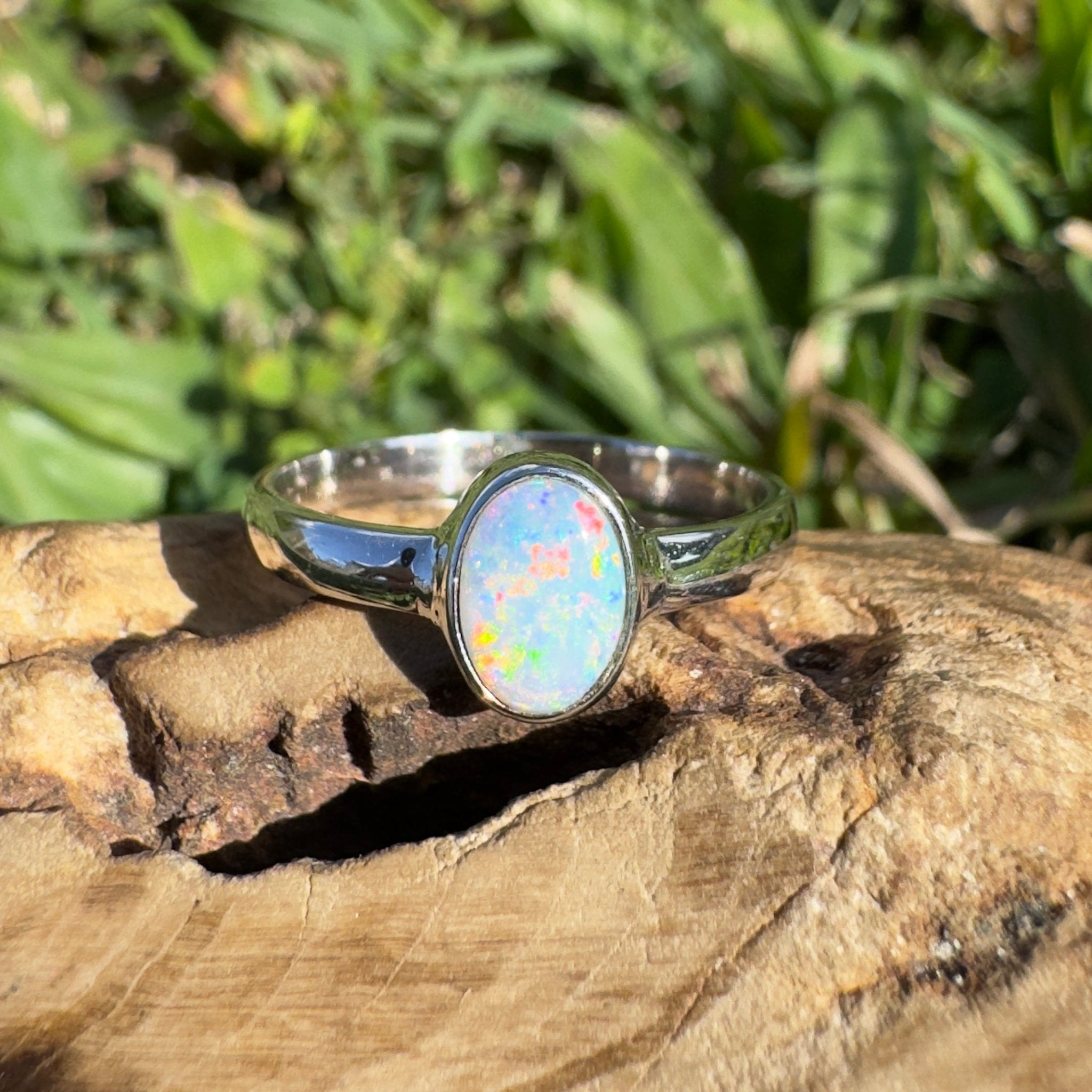 0.8ct Lightning Ridge Opal Ring ~ 'Karijini Spark' | 925 Sterling Silver | Solid Australian Opal