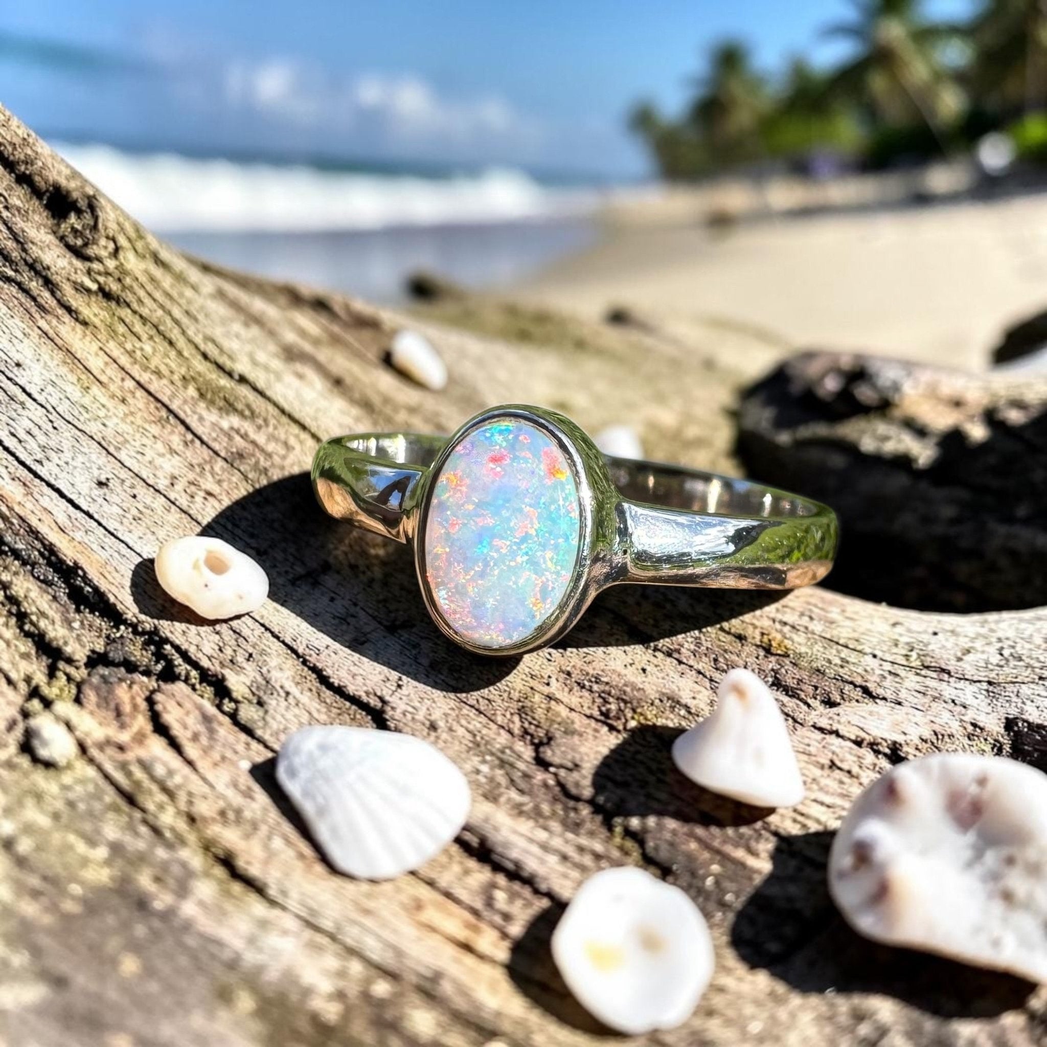 0.8ct Lightning Ridge Opal Ring ~ 'Karijini Spark' | 925 Sterling Silver | Solid Australian Opal