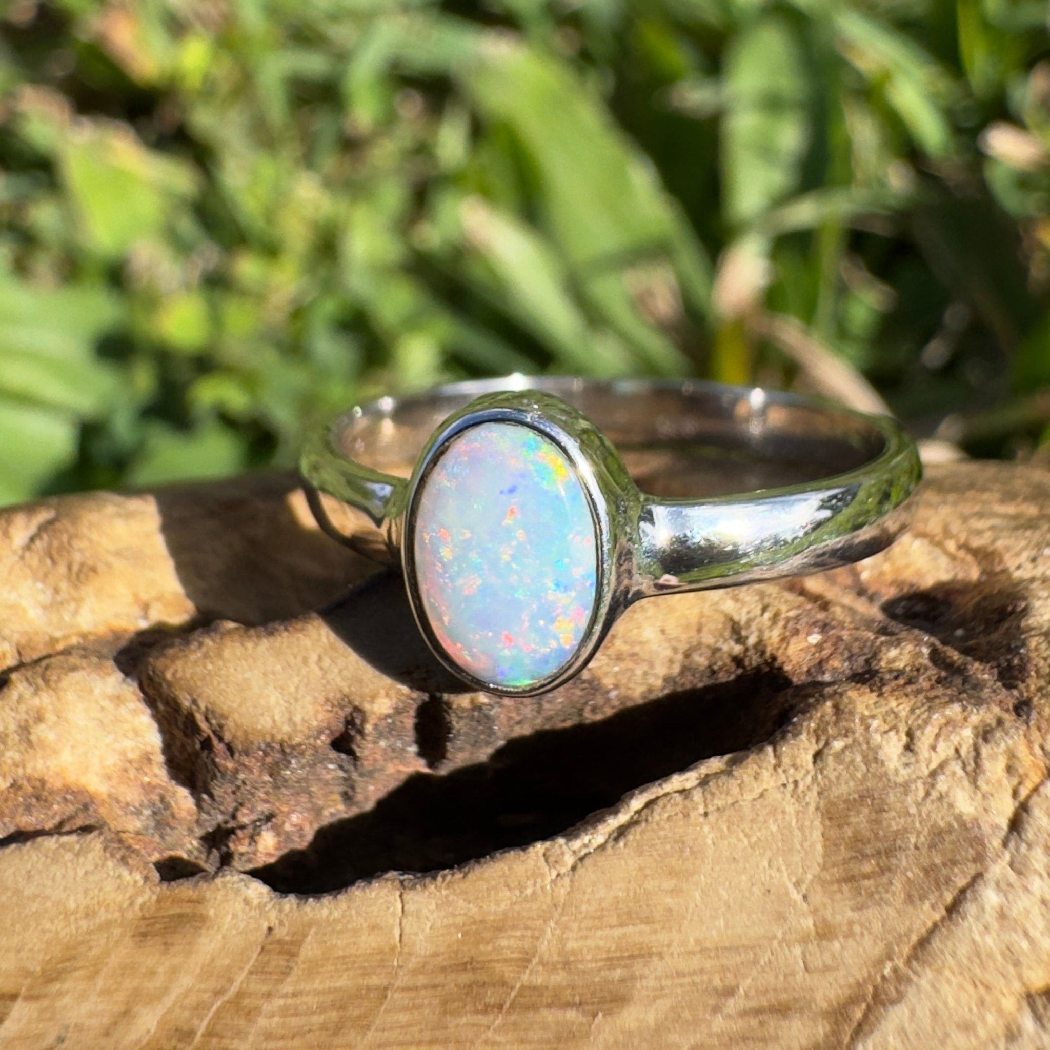 0.8ct Lightning Ridge Opal Ring ~ 'Karijini Spark' | 925 Sterling Silver | Solid Australian Opal
