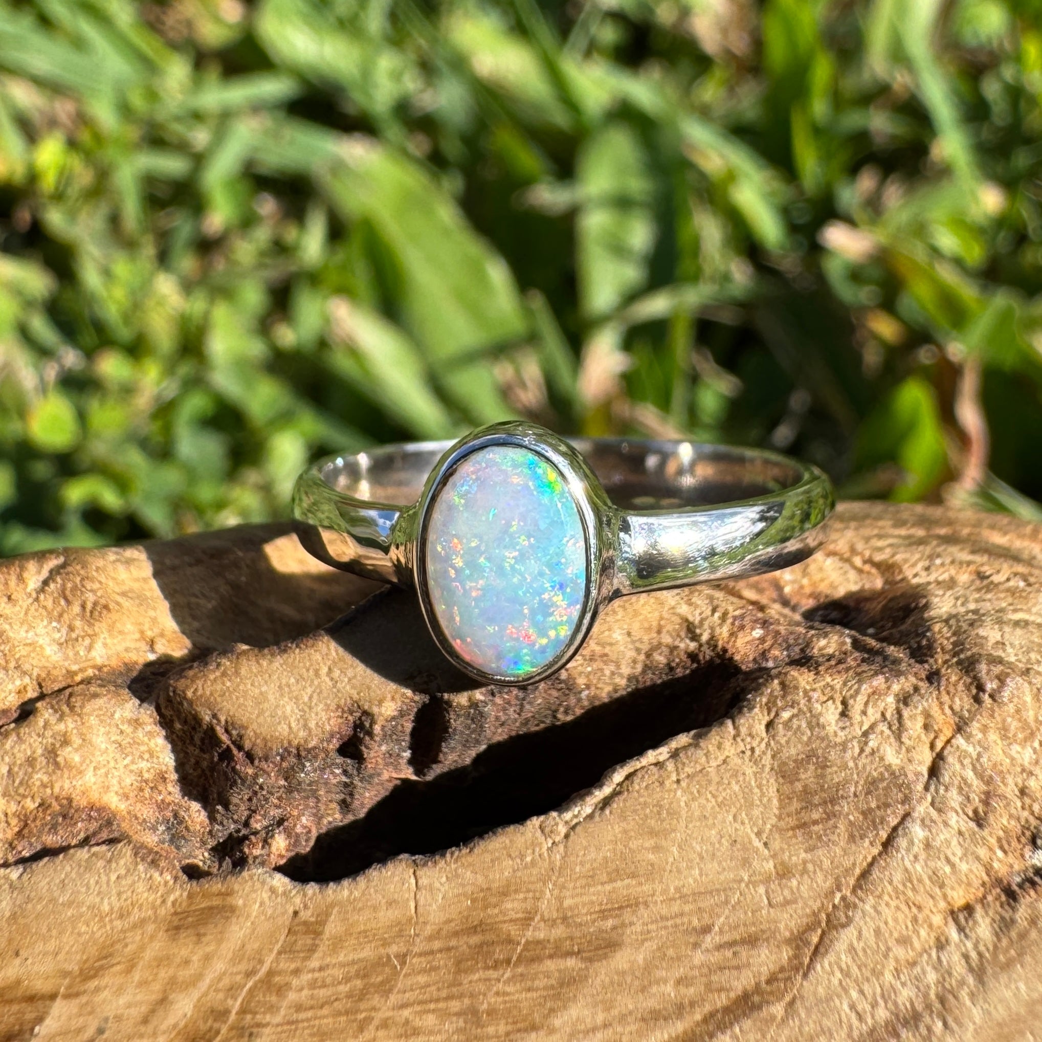 0.8ct Lightning Ridge Opal Ring ~ 'Karijini Spark' | 925 Sterling Silver | Solid Australian Opal