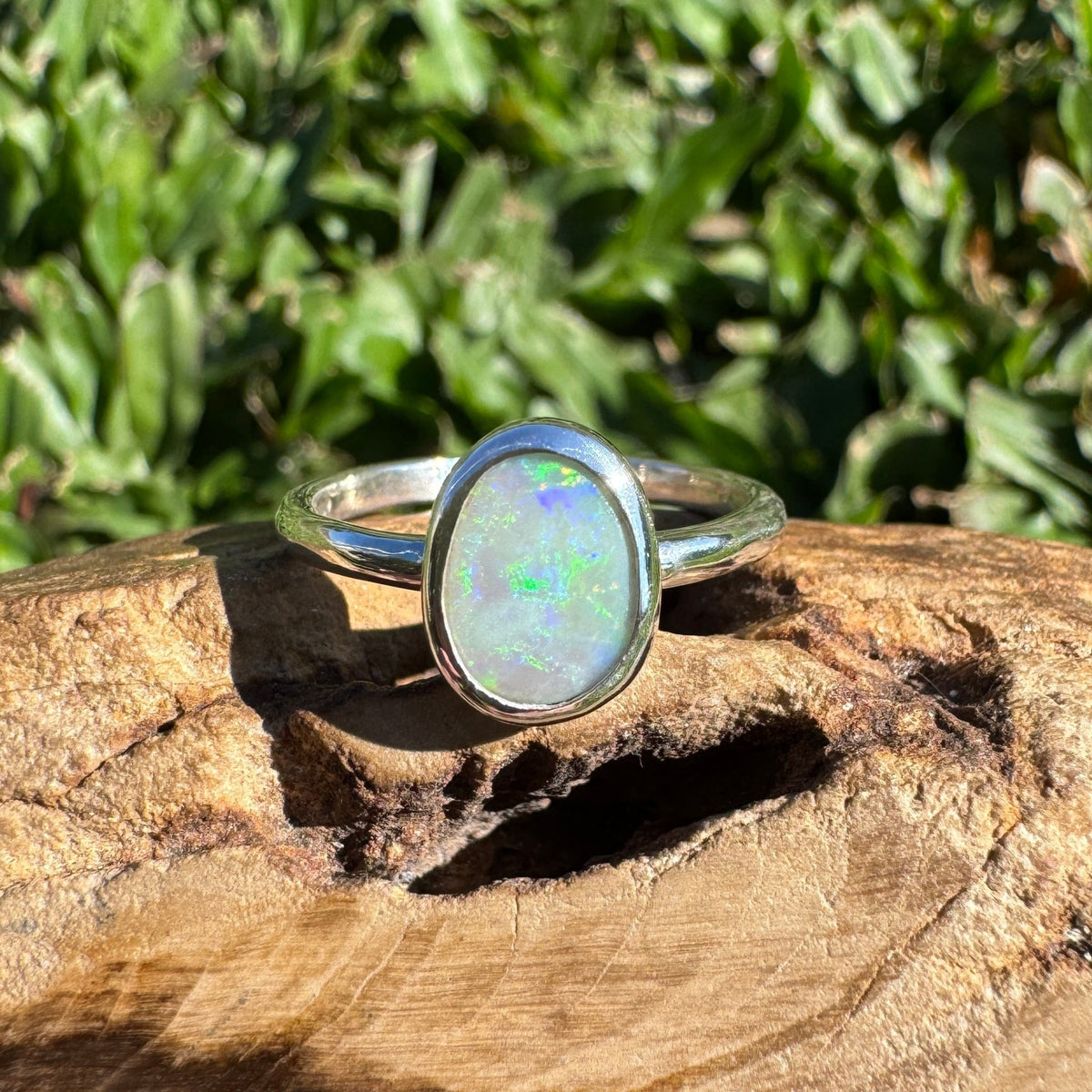 0.8ct Lightning Ridge Opal Ring ~ 'Lesueur Wildflower' | 925 Sterling Silver | Solid Australian Opal