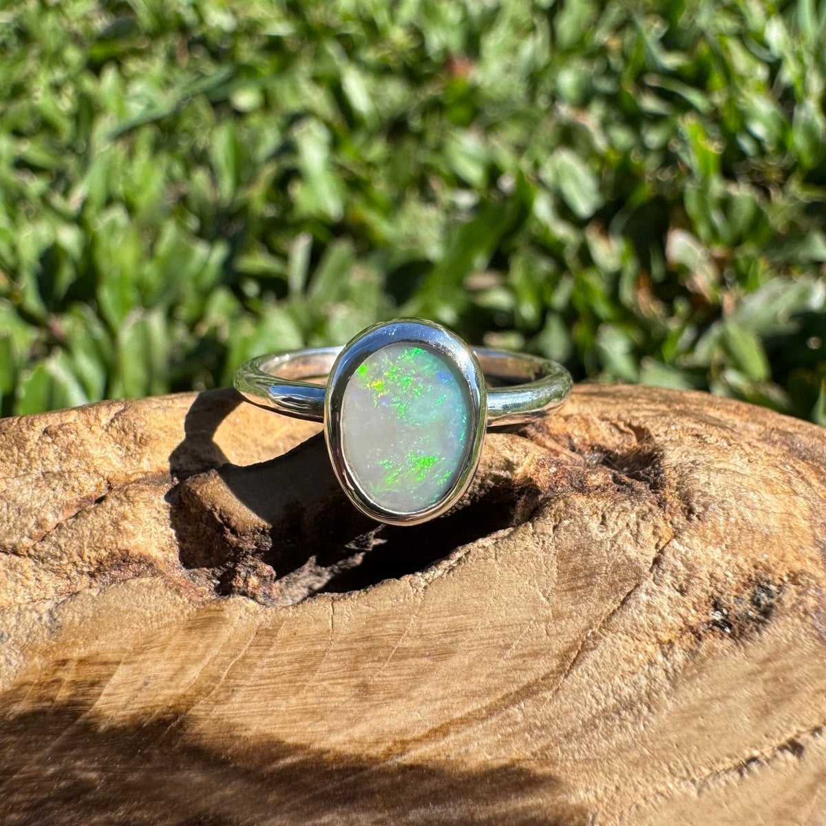 0.8ct Lightning Ridge Opal Ring ~ 'Lesueur Wildflower' | 925 Sterling Silver | Solid Australian Opal