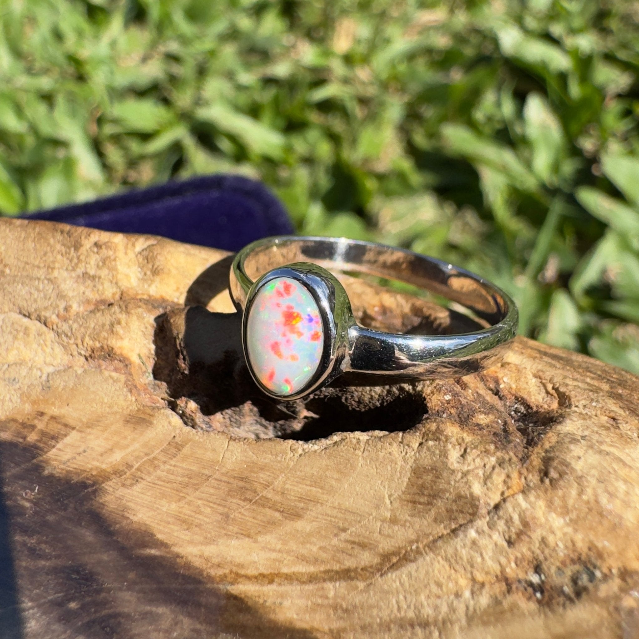 0.8ct Lightning Ridge Opal Ring ~ 'Southern Cross Shimmer' | 925 Sterling Silver | Solid Australian Opal