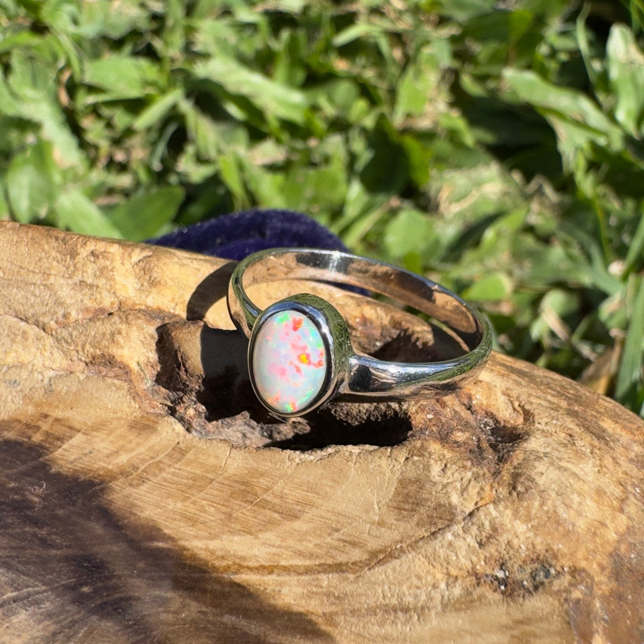 0.8ct Lightning Ridge Opal Ring ~ 'Southern Cross Shimmer' | 925 Sterling Silver | Solid Australian Opal