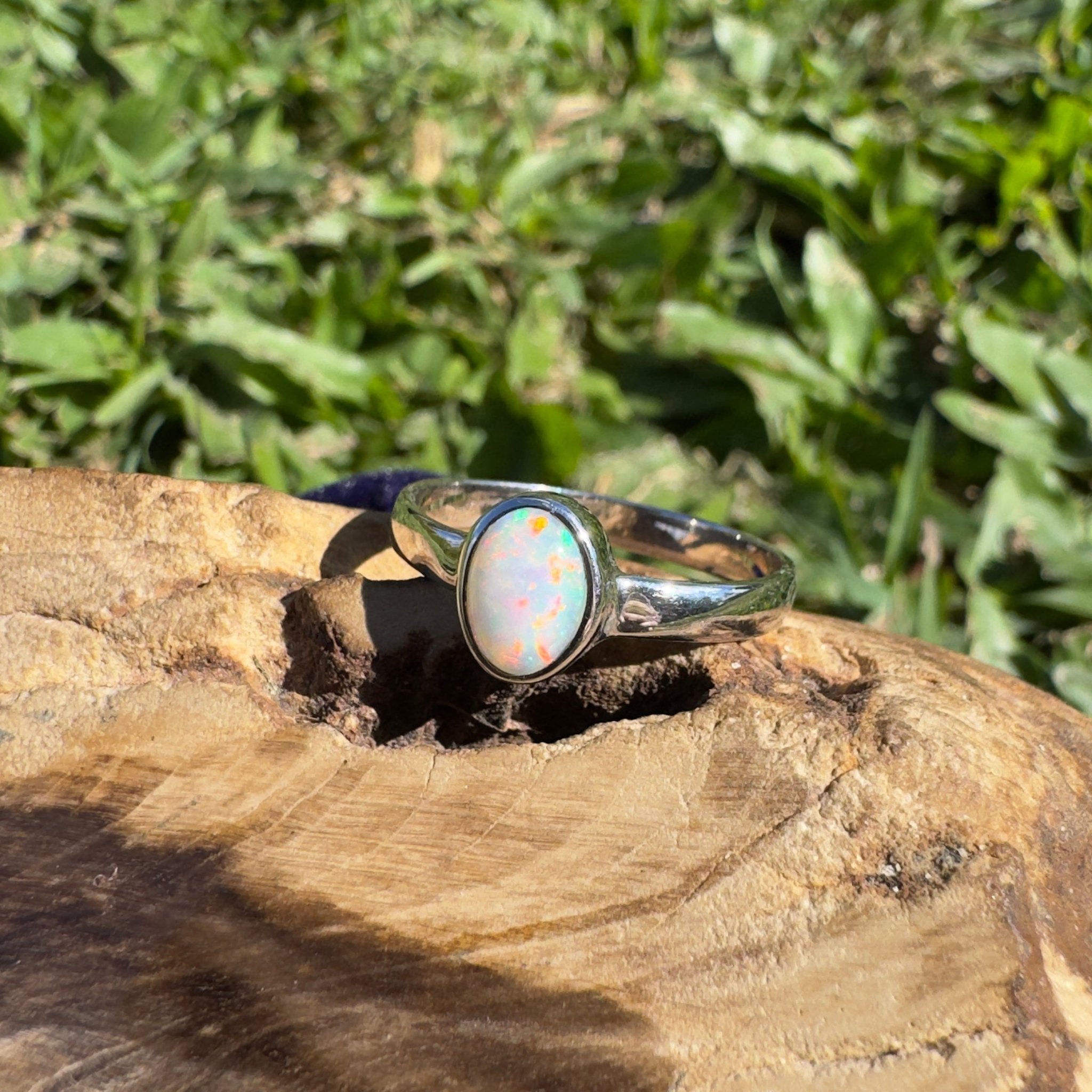 0.8ct Lightning Ridge Opal Ring ~ 'Southern Cross Shimmer' | 925 Sterling Silver | Solid Australian Opal