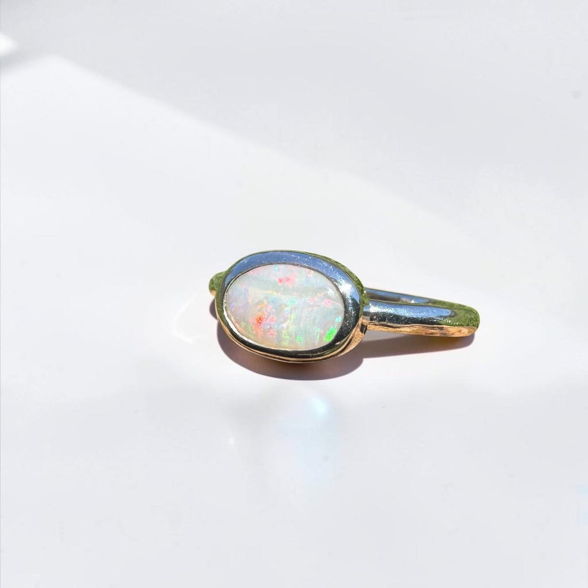 0.8ct Mintabie Opal Ring ~ 'Beltana Firetide' | 925 Sterling Silver | Solid Australian Opal
