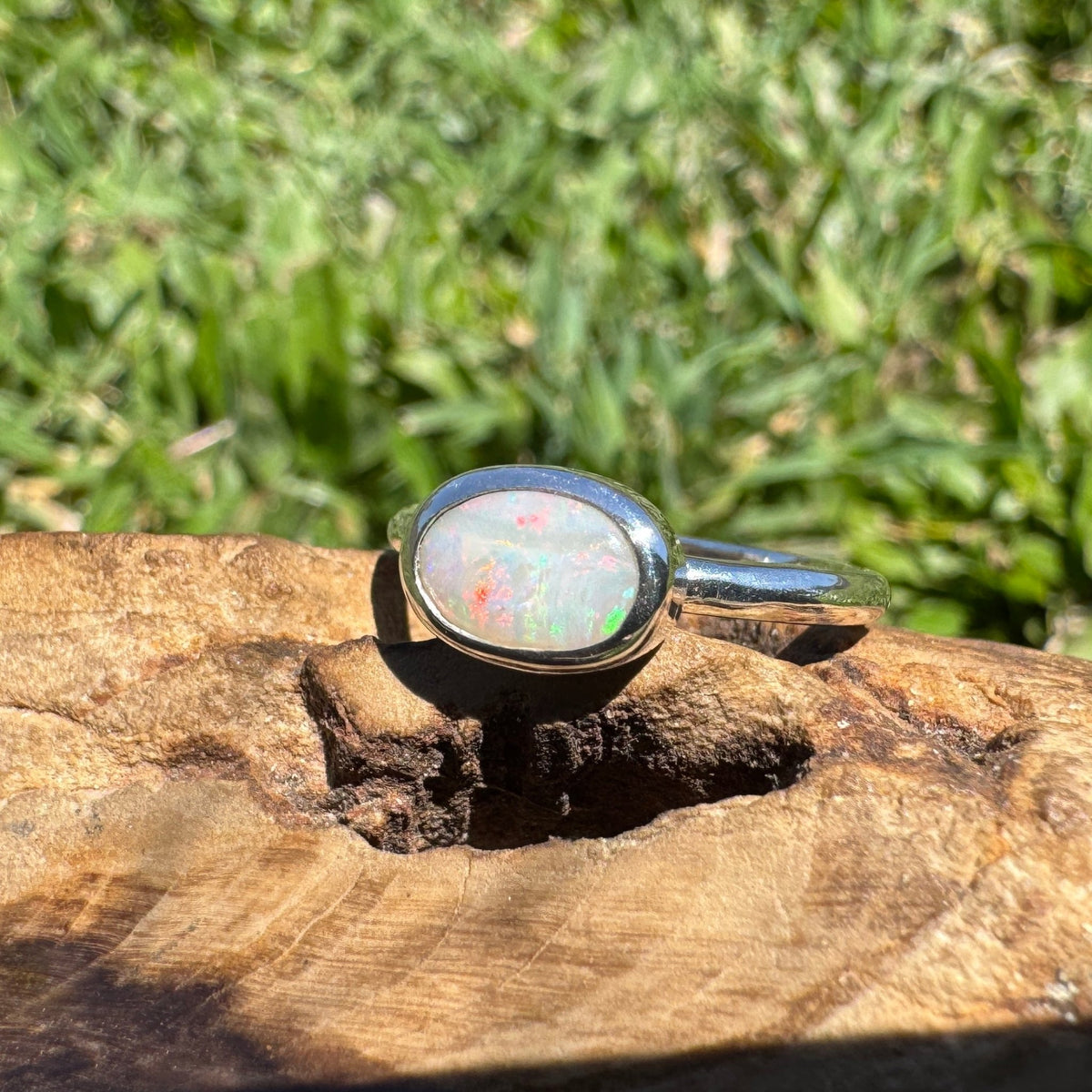 0.8ct Mintabie Opal Ring ~ 'Beltana Firetide' | 925 Sterling Silver | Solid Australian Opal