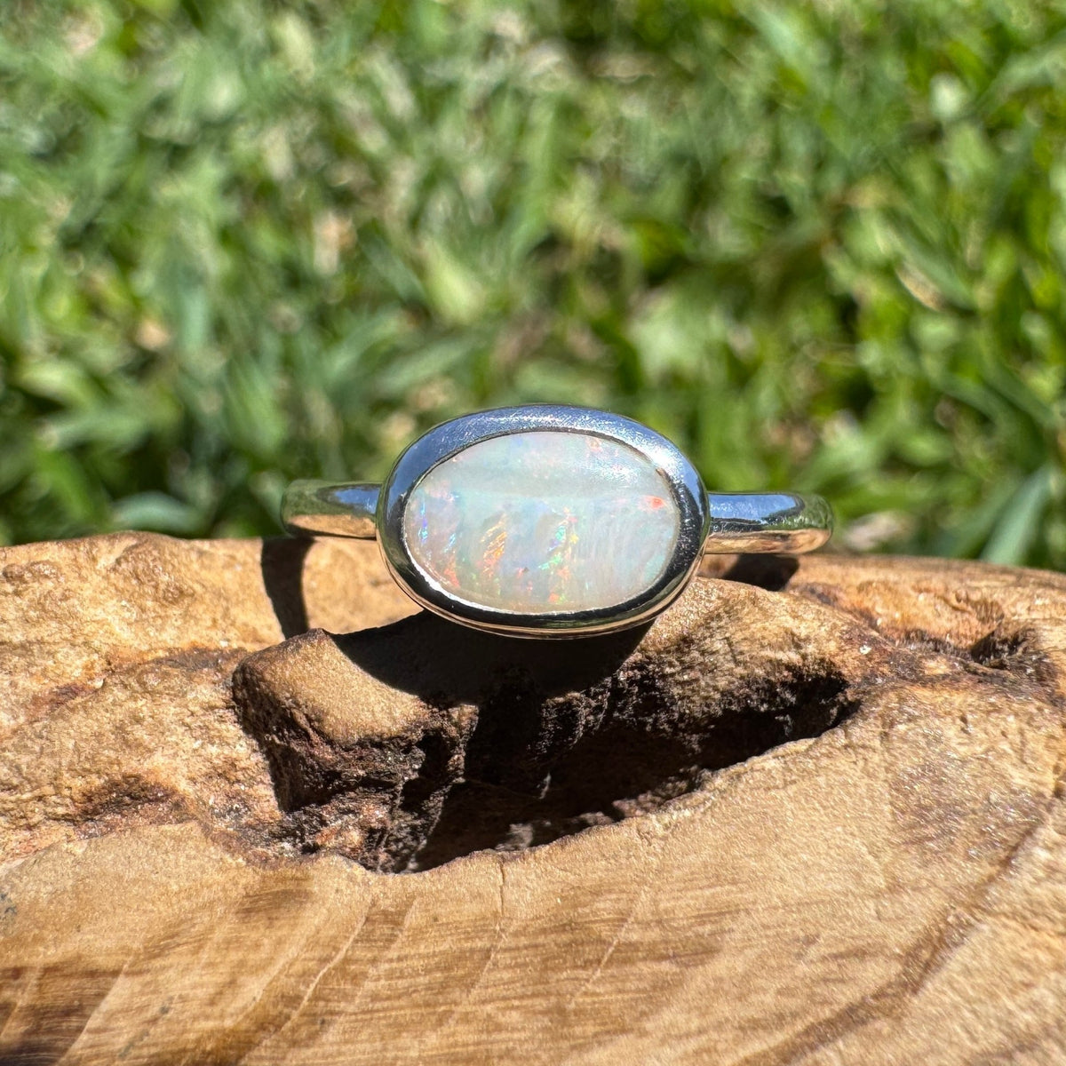 0.8ct Mintabie Opal Ring ~ 'Beltana Firetide' | 925 Sterling Silver | Solid Australian Opal