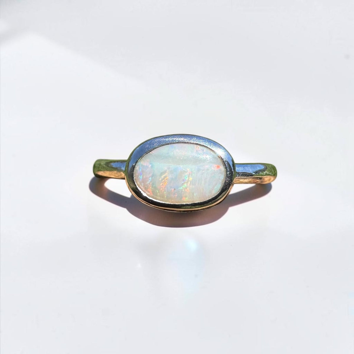 0.8ct Mintabie Opal Ring ~ 'Beltana Firetide' | 925 Sterling Silver | Solid Australian Opal