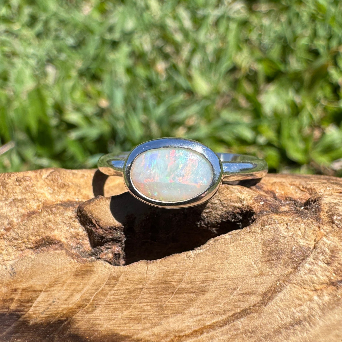 0.8ct Mintabie Opal Ring ~ 'Beltana Firetide' | 925 Sterling Silver | Solid Australian Opal