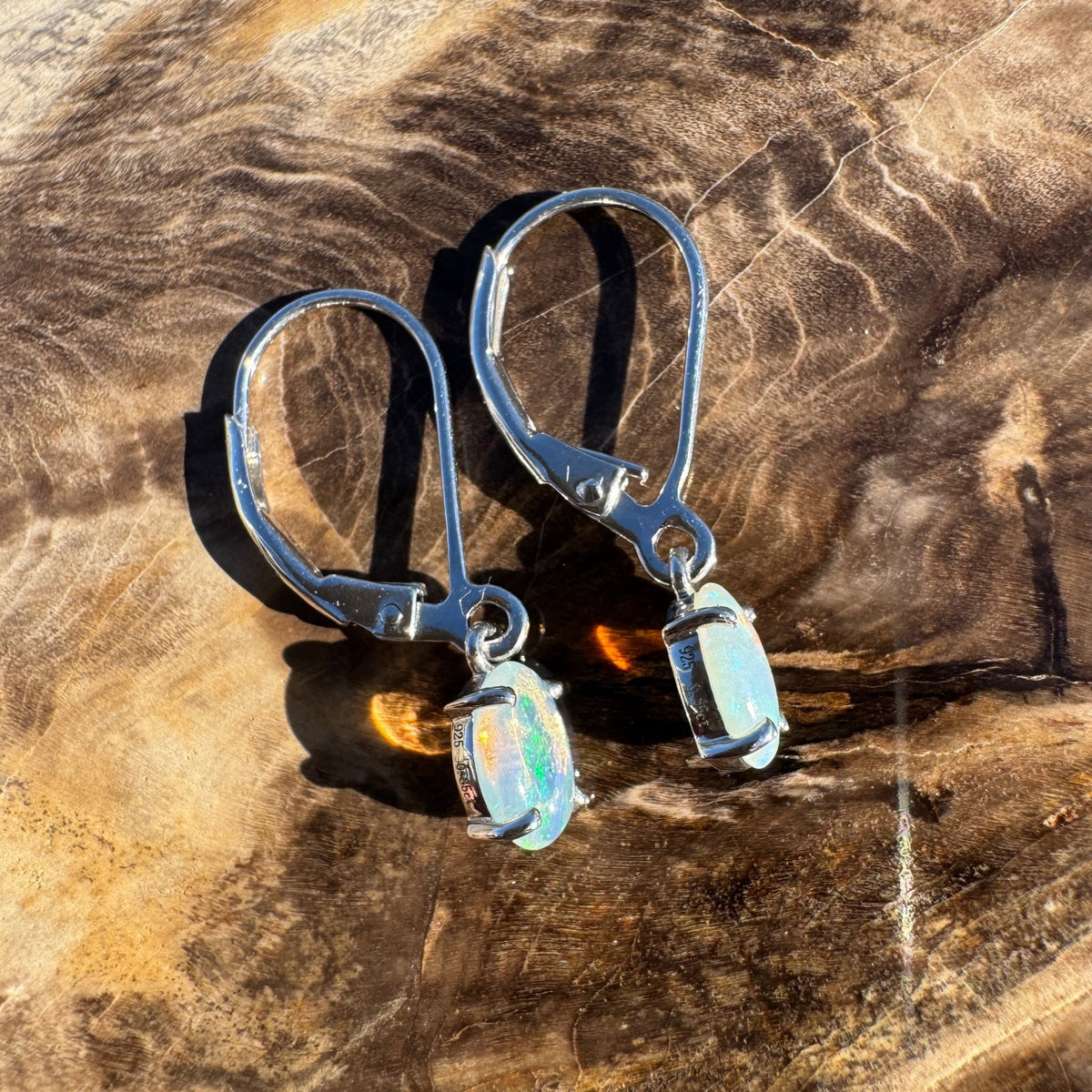 0.9ct Coober Pedy Opal Earrings ~ 'Litchfield Loop' | 925 Sterling Silver | Solid Australian Opal