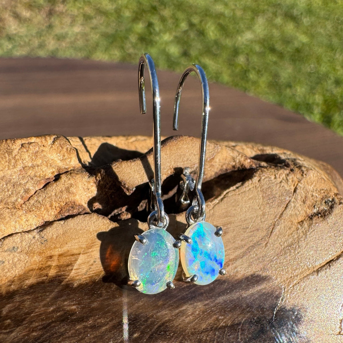 0.9ct Coober Pedy Opal Earrings ~ 'Litchfield Loop' | 925 Sterling Silver | Solid Australian Opal