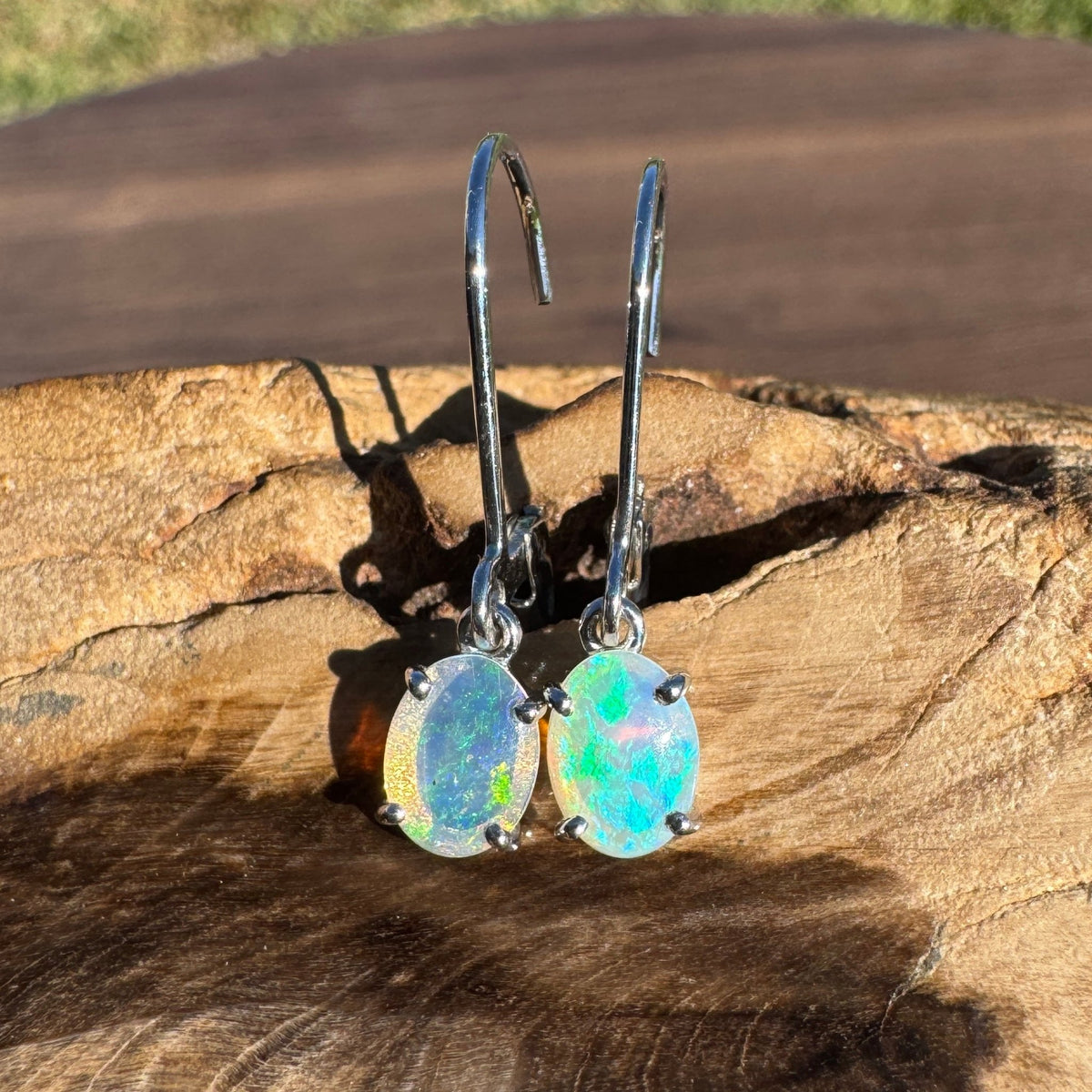 0.9ct Coober Pedy Opal Earrings ~ 'Litchfield Loop' | 925 Sterling Silver | Solid Australian Opal