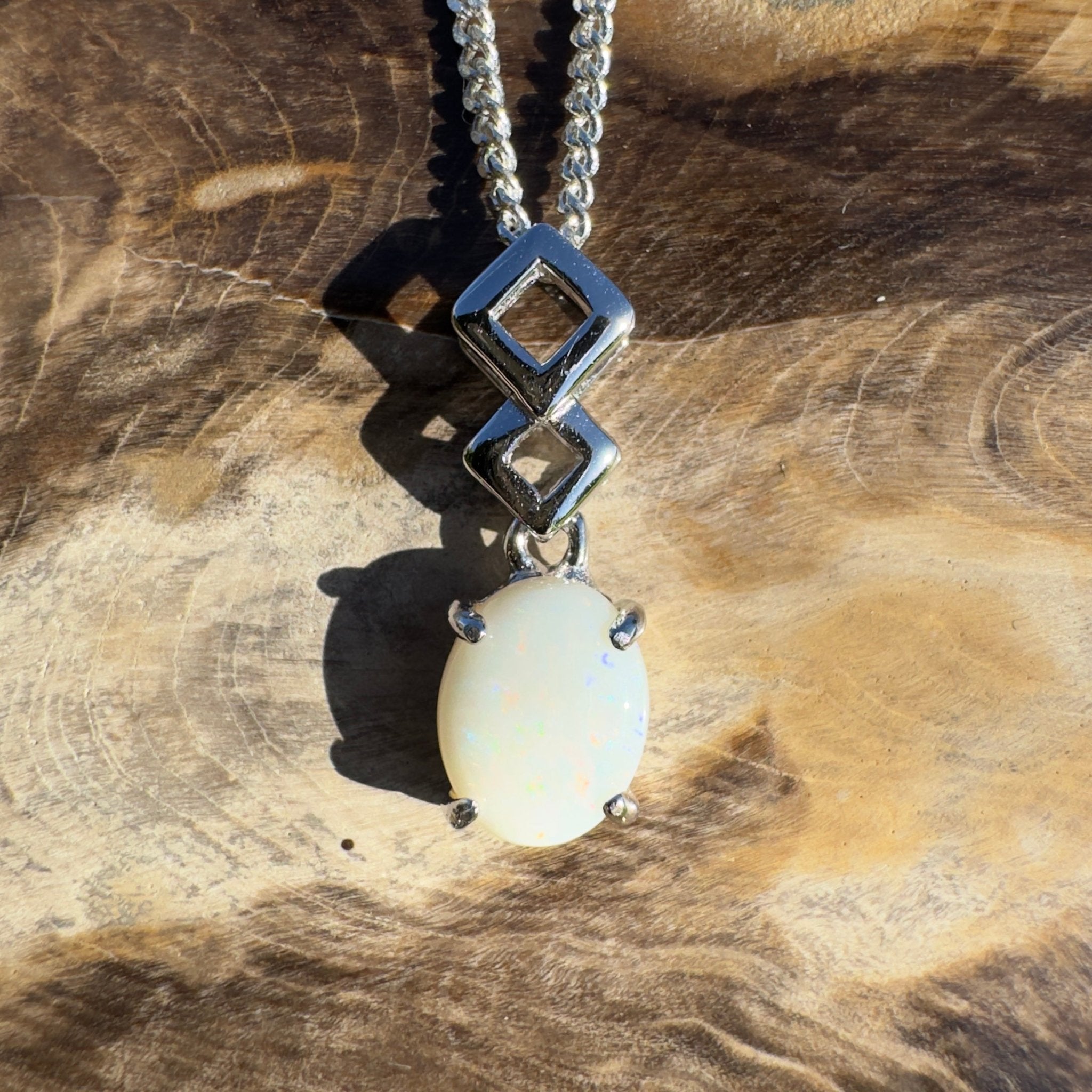 0.9ct Coober Pedy Opal Pendant Necklace ~ 'Arkaroola Glow' | 925 Sterling Silver | Solid Australian Opal
