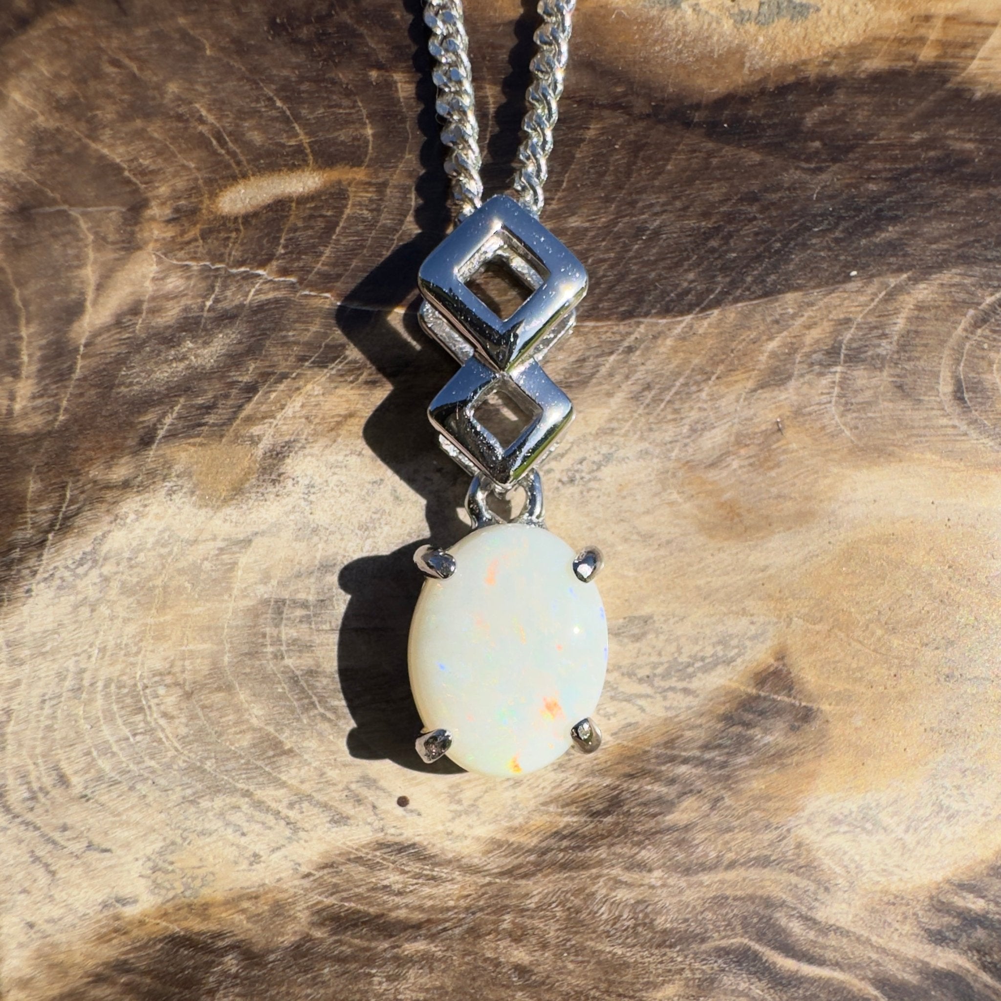 0.9ct Coober Pedy Opal Pendant Necklace ~ 'Arkaroola Glow' | 925 Sterling Silver | Solid Australian Opal