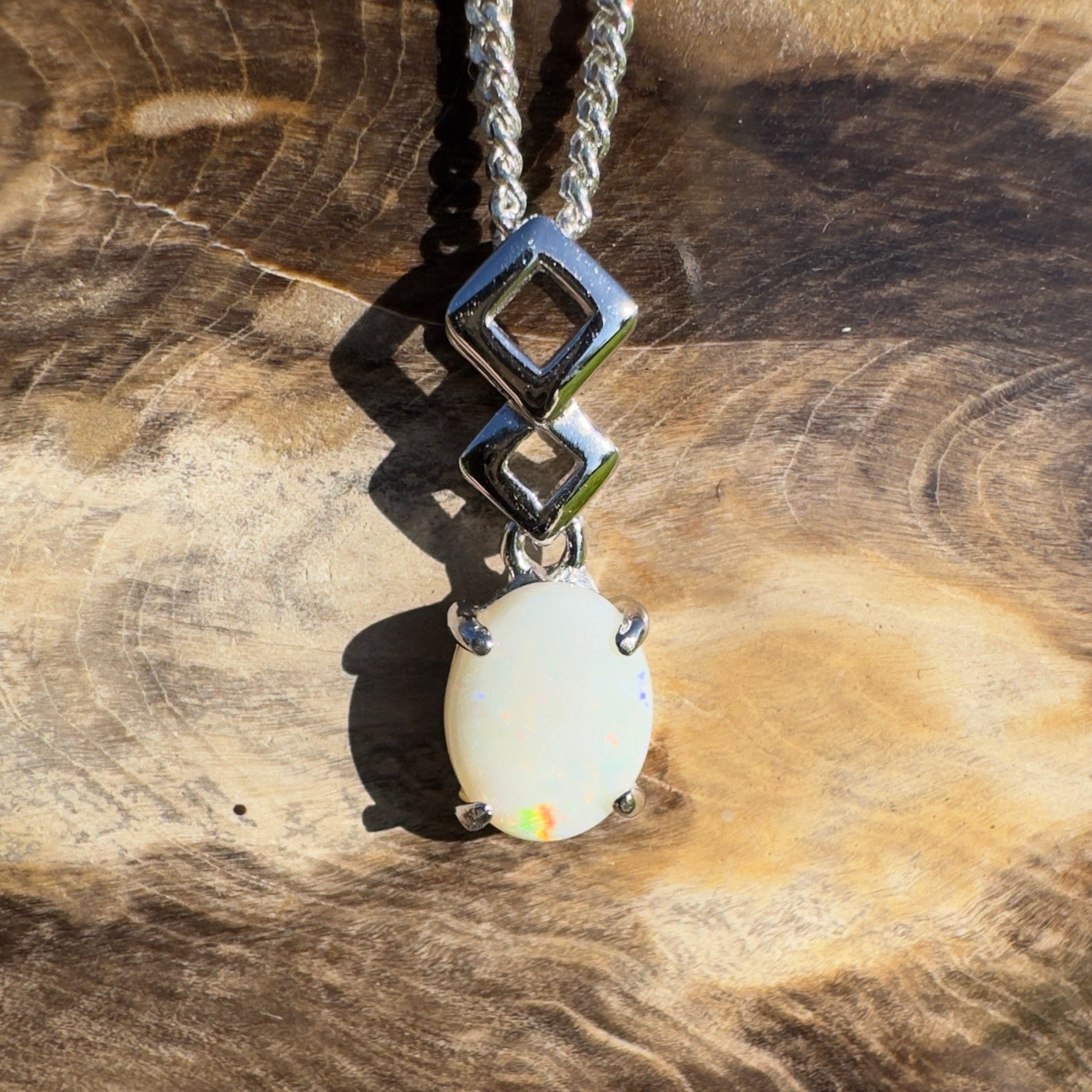 0.9ct Coober Pedy Opal Pendant Necklace ~ 'Arkaroola Glow' | 925 Sterling Silver | Solid Australian Opal