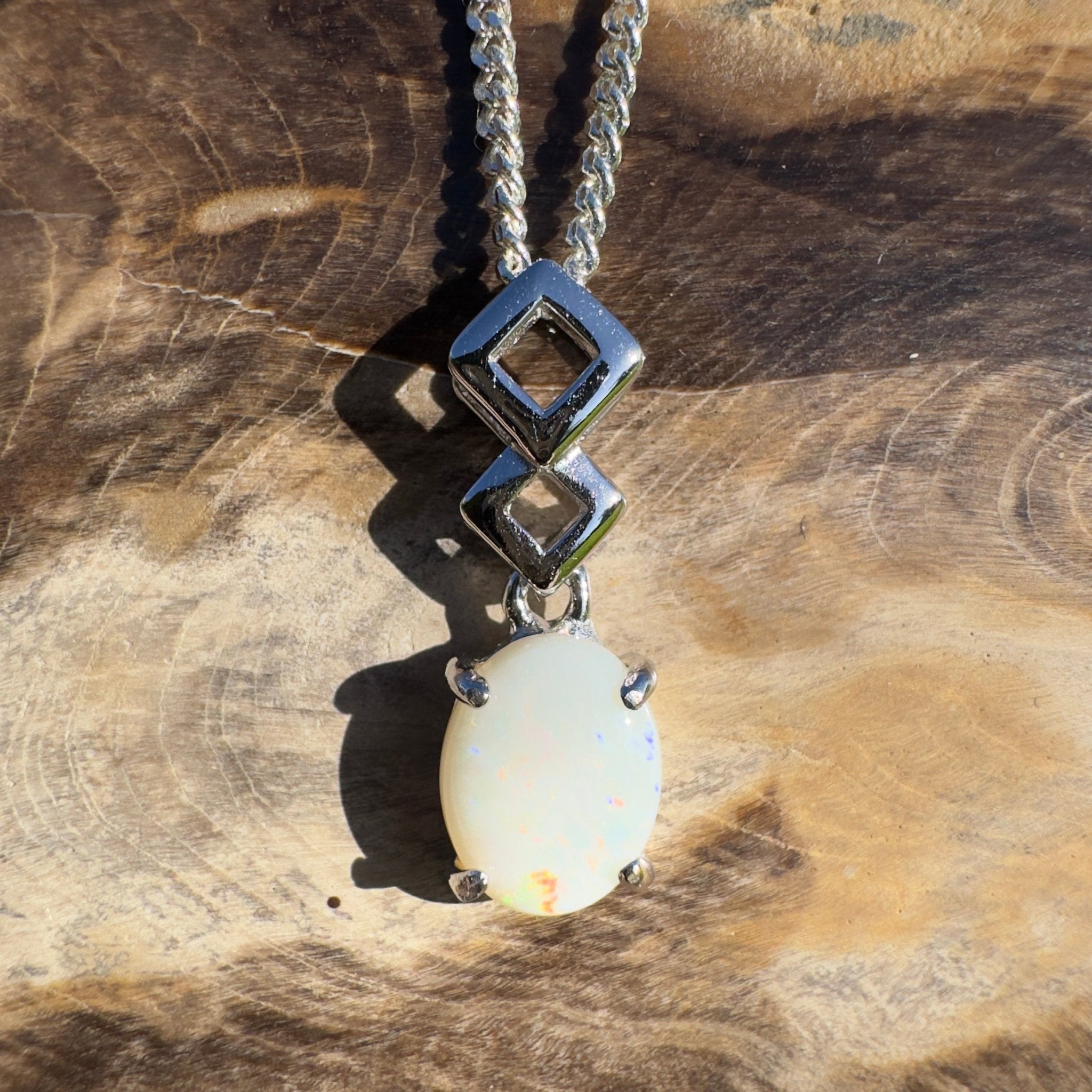0.9ct Coober Pedy Opal Pendant Necklace ~ 'Arkaroola Glow' | 925 Sterling Silver | Solid Australian Opal