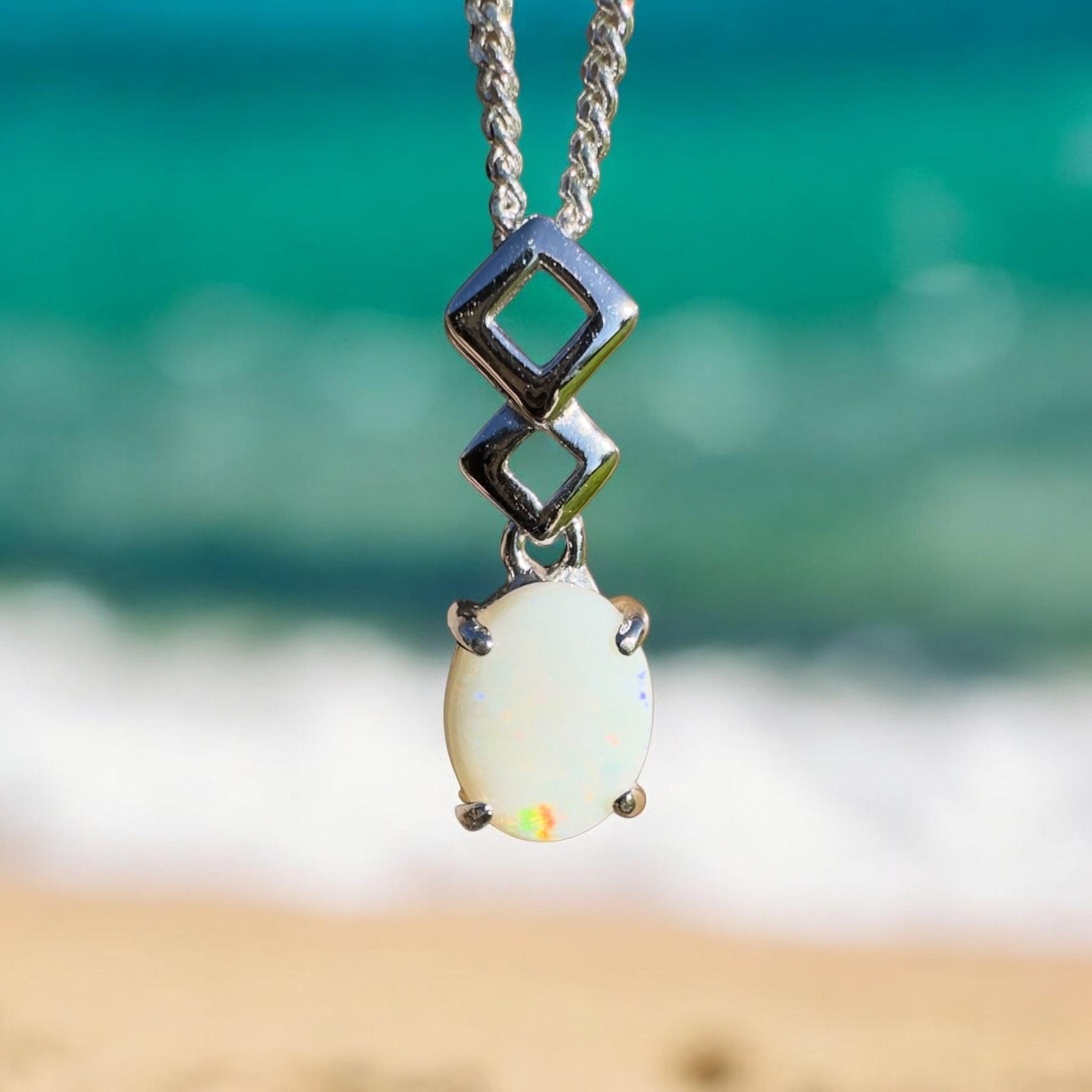 0.9ct Coober Pedy Opal Pendant Necklace ~ 'Arkaroola Glow' | 925 Sterling Silver | Solid Australian Opal