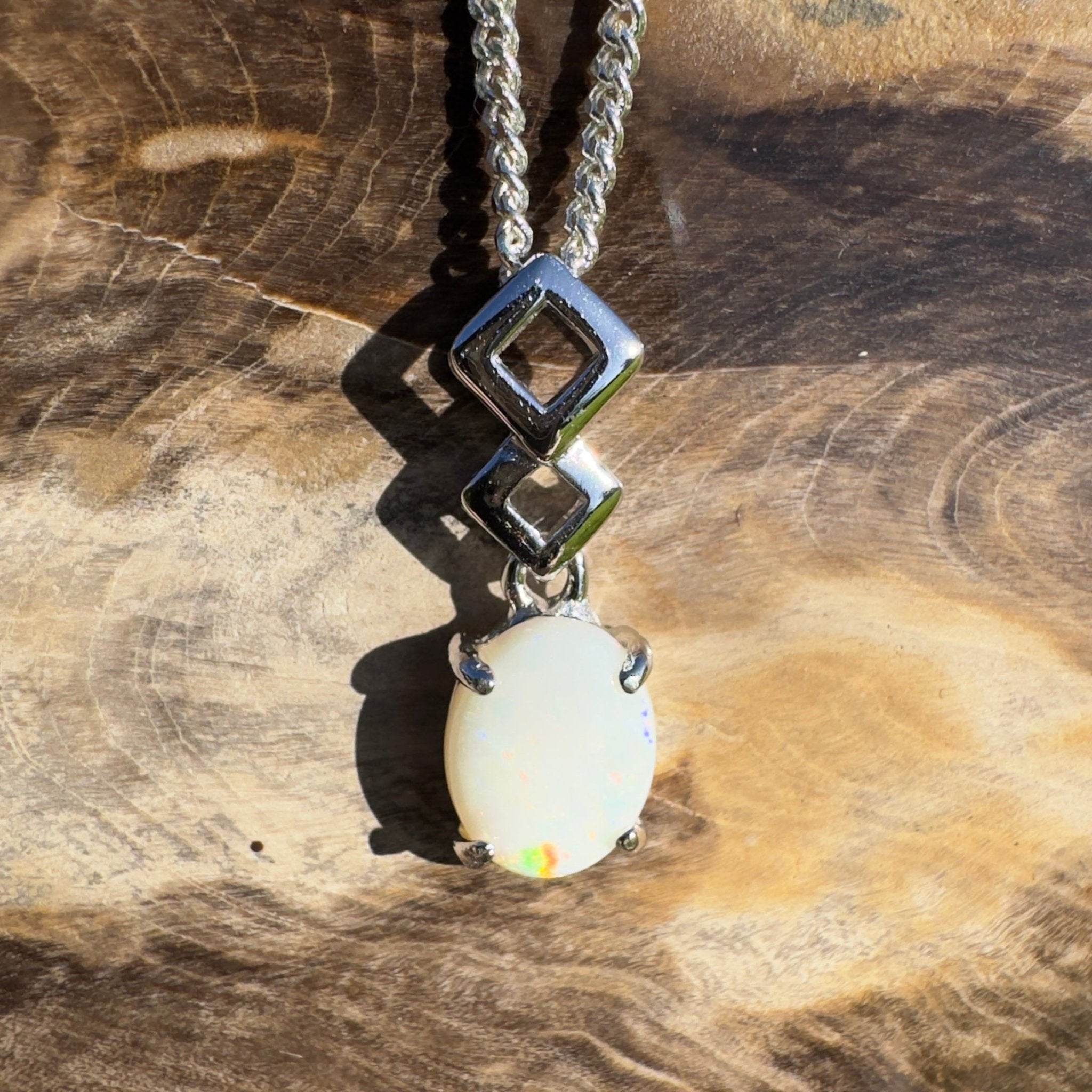 0.9ct Coober Pedy Opal Pendant Necklace ~ 'Arkaroola Glow' | 925 Sterling Silver | Solid Australian Opal