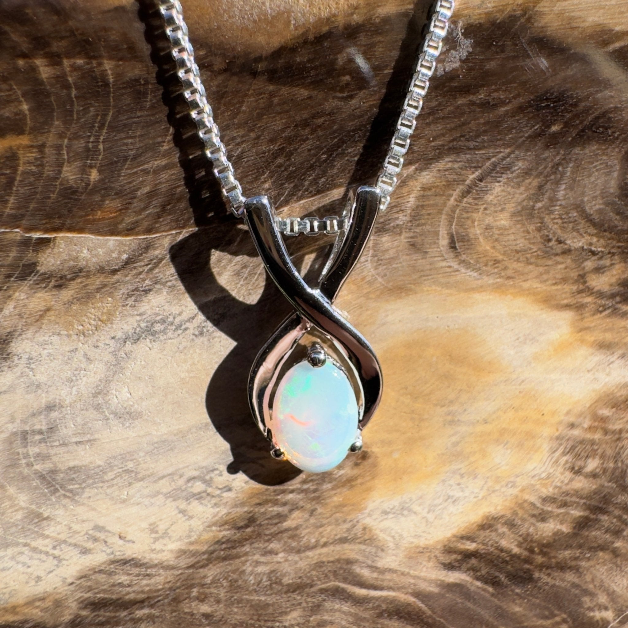 0.9ct Coober Pedy Opal Pendant Necklace ~ 'Boat Harbour Blue' | 925 Sterling Silver | Solid Australian Opal