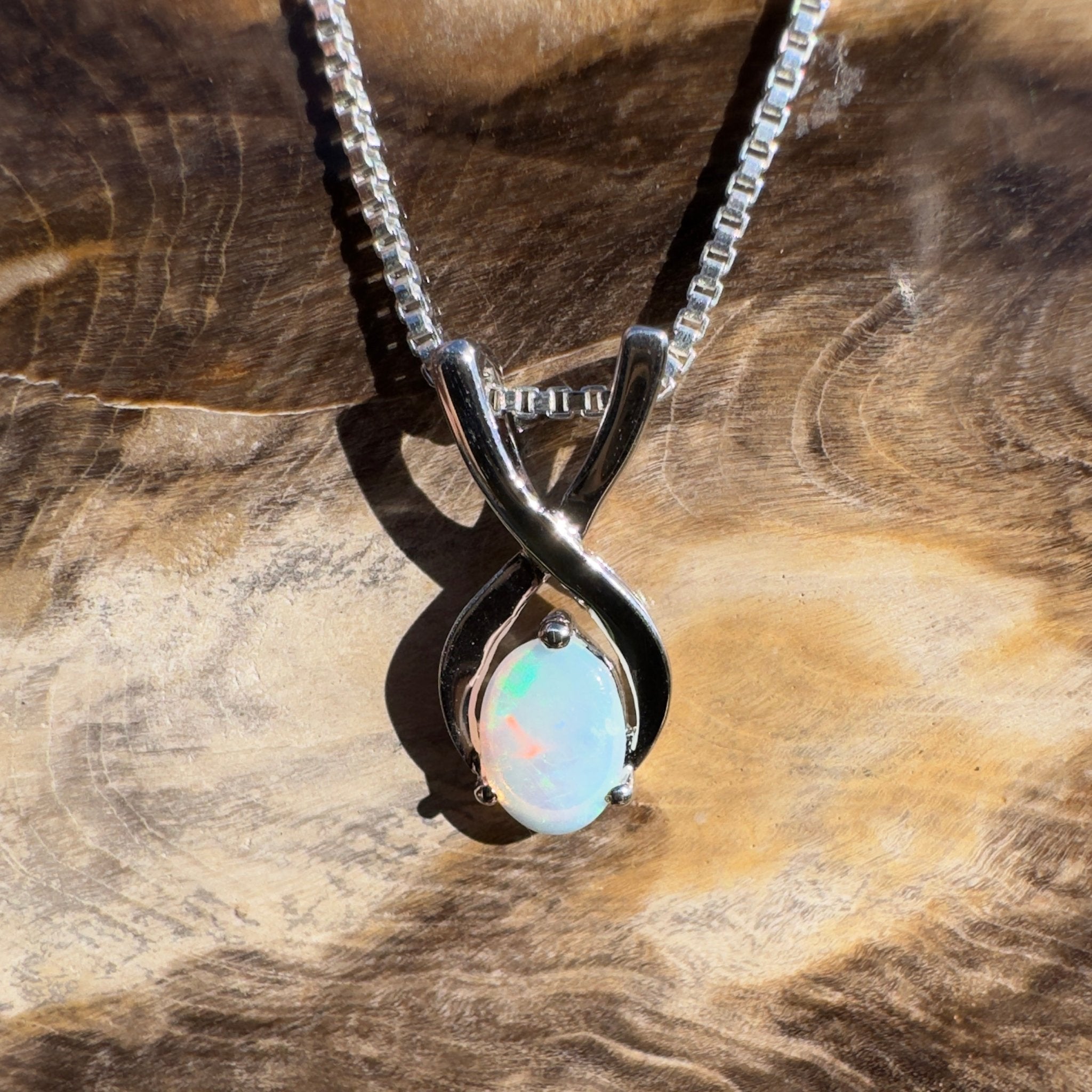 0.9ct Coober Pedy Opal Pendant Necklace ~ 'Boat Harbour Blue' | 925 Sterling Silver | Solid Australian Opal