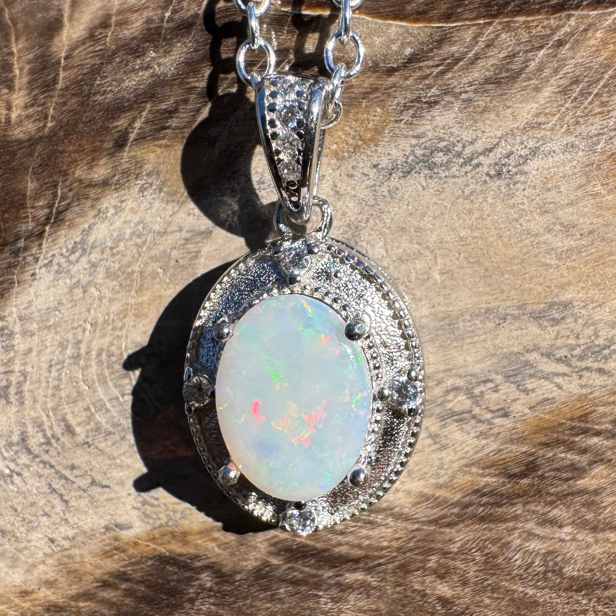 0.9ct Coober Pedy Opal Pendant Necklace ~ 'Budderoo Glow' | 925 Sterling Silver | Solid Australian Opal