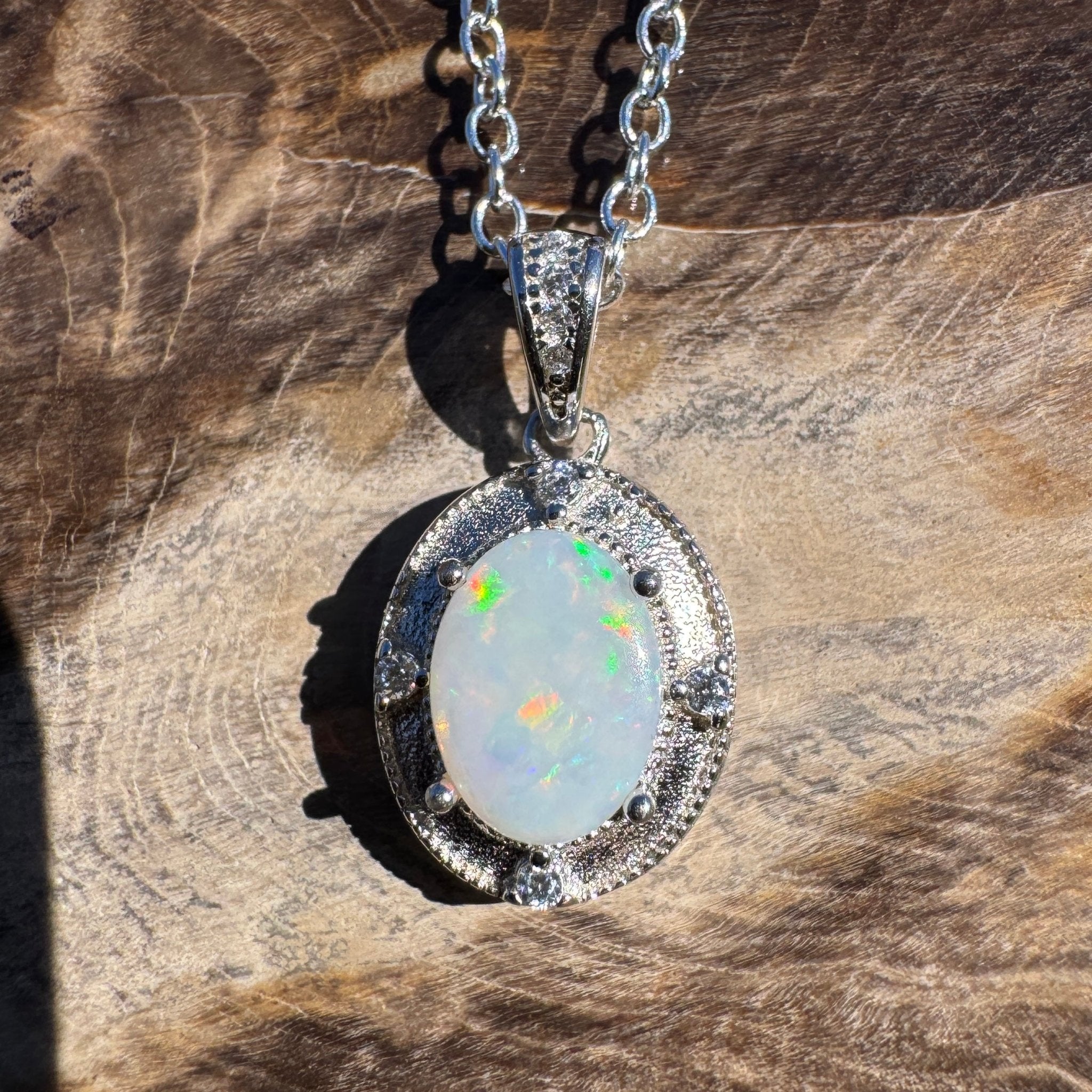 0.9ct Coober Pedy Opal Pendant Necklace ~ 'Budderoo Glow' | 925 Sterling Silver | Solid Australian Opal