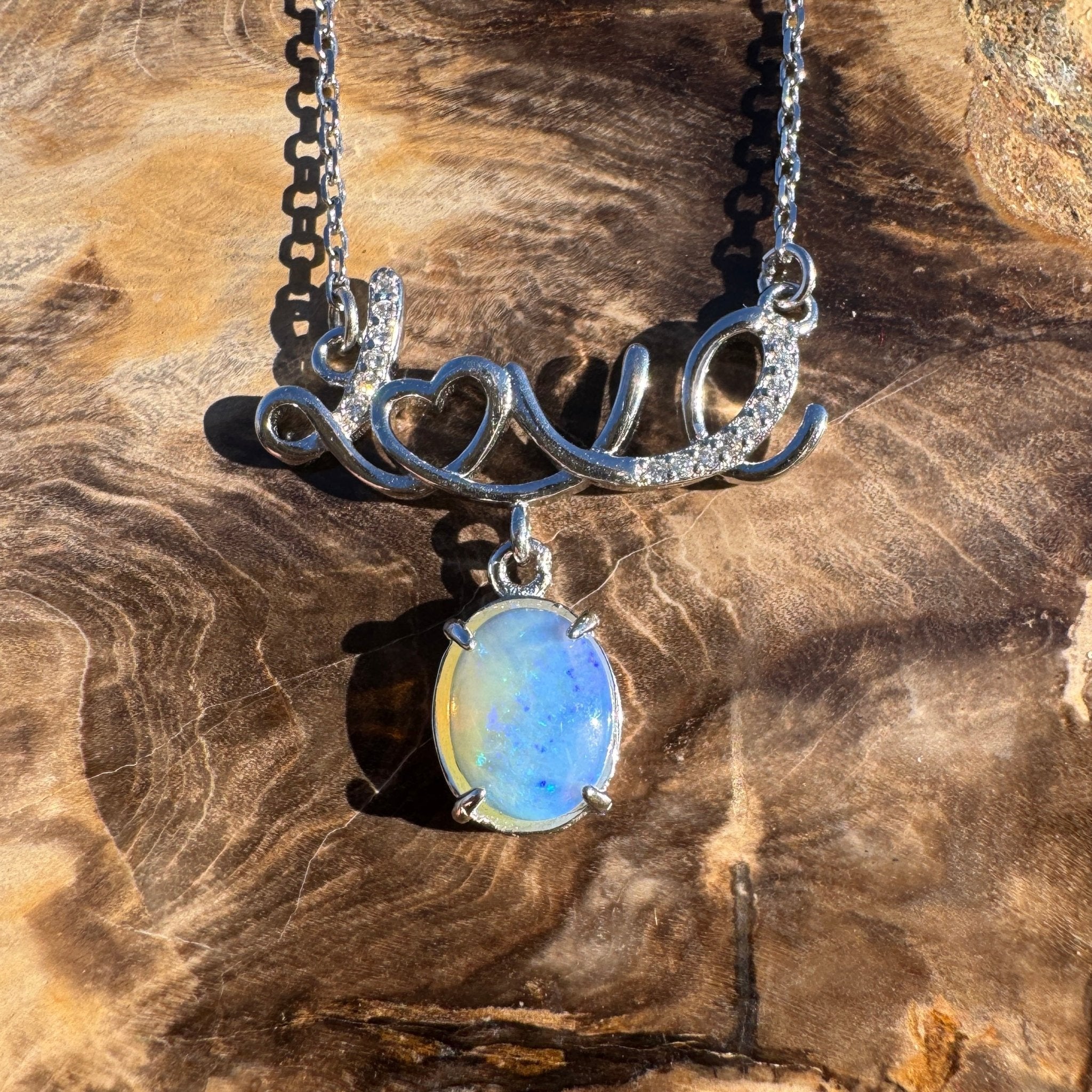 0.9ct Coober Pedy Opal Pendant Necklace ~ 'Cobbold Gorge Blue' | 925 Sterling Silver | Solid Australian Opal