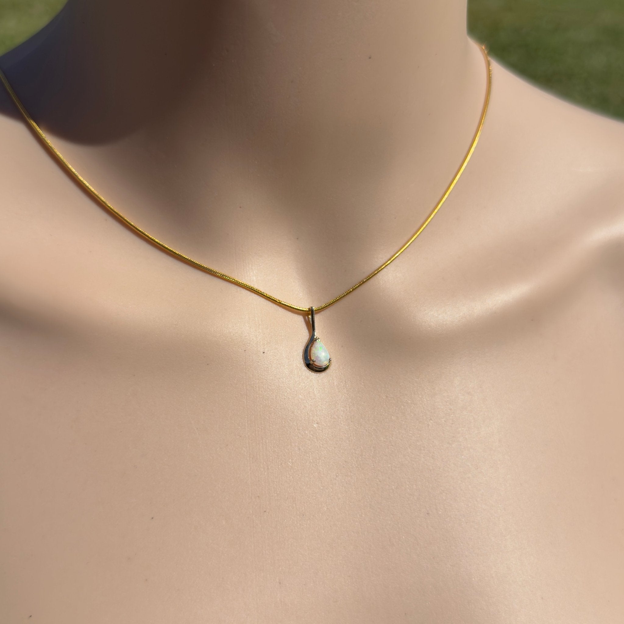 0.9ct Coober Pedy Opal Pendant Necklace ~ 'Coolum Gold' | 9ct Yellow Gold | Solid Australian Opal