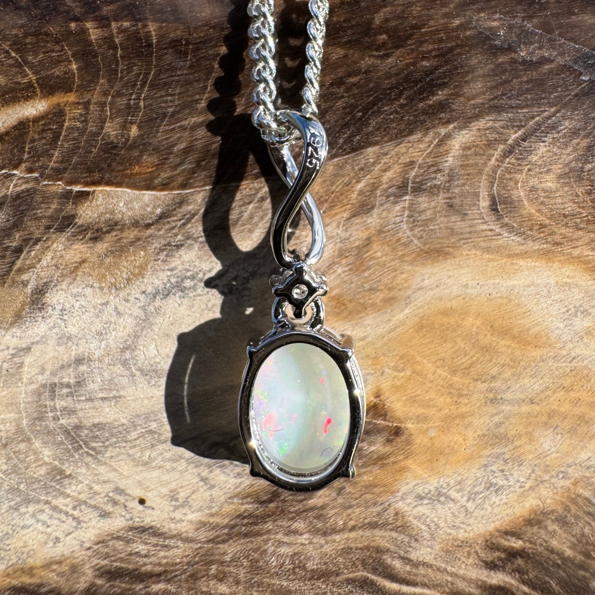 0.9ct Coober Pedy Opal Pendant Necklace ~ 'Marla Sunrise' | 925 Sterling Silver | Solid Australian Opal