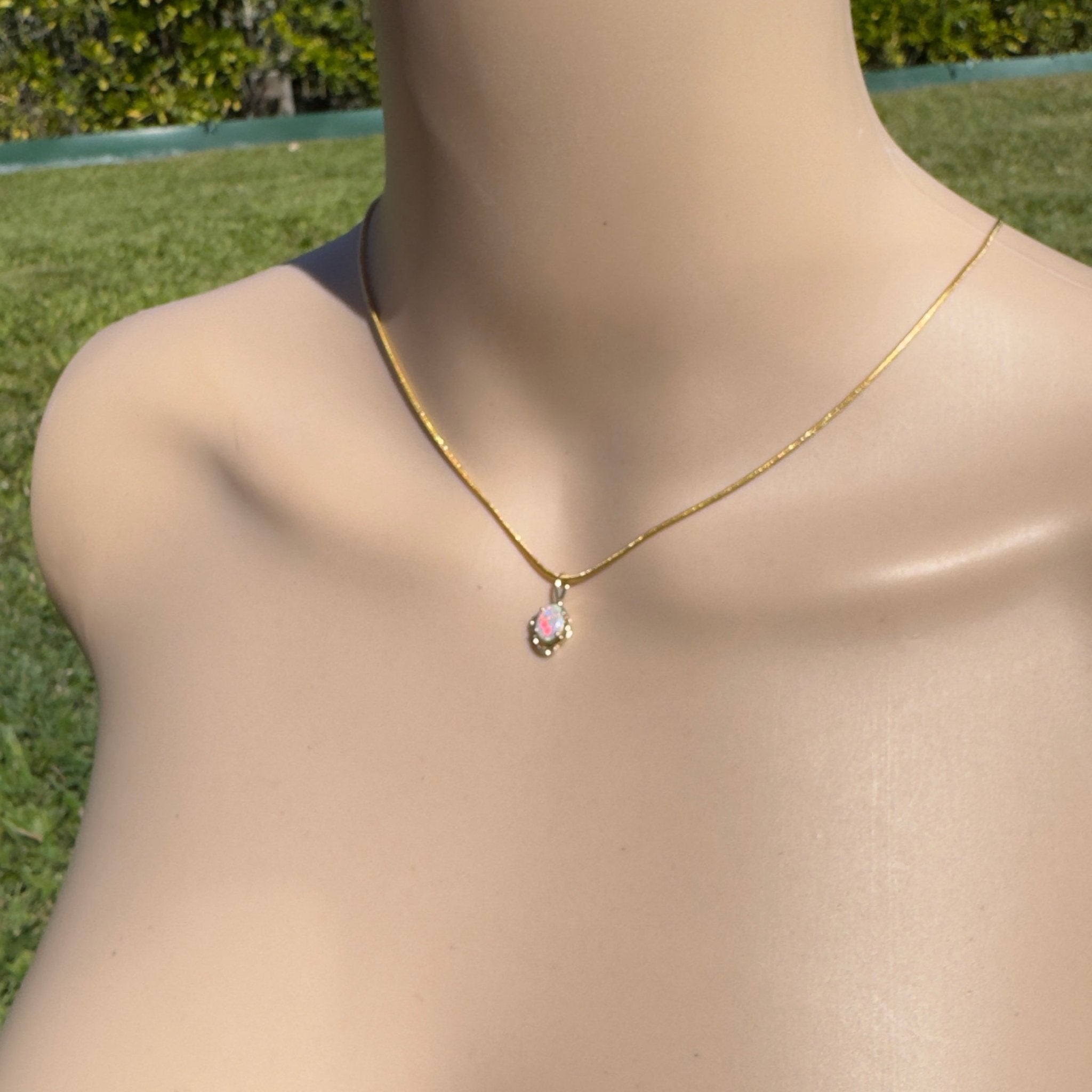 0.9ct Coober Pedy Opal Pendant Necklace ~ 'Peregian Gold' | 9ct Yellow Gold | Solid Australian Opal