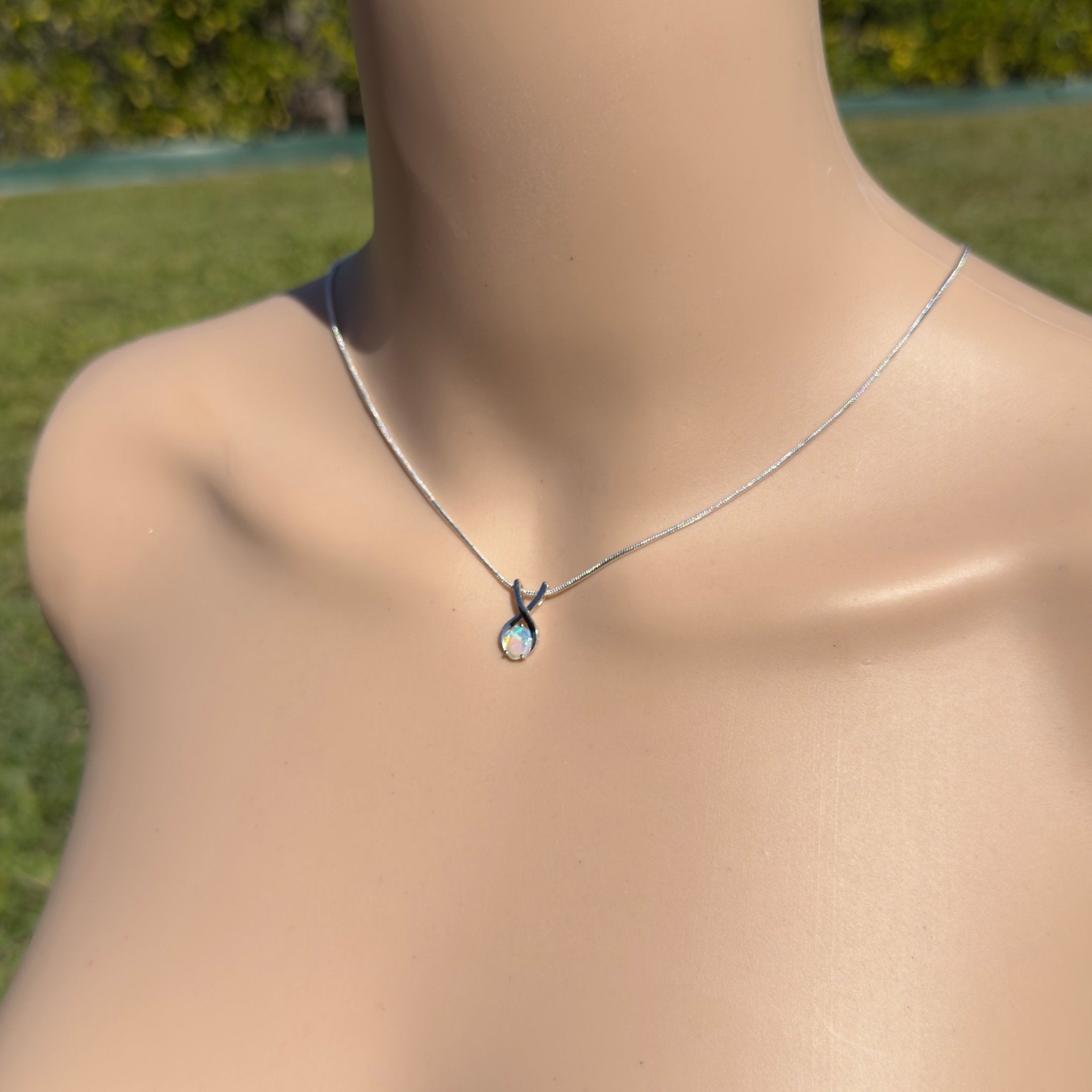0.9ct Coober Pedy Opal Pendant Necklace ~ 'Sandon Point Shine' | 925 Sterling Silver | Solid Australian Opal