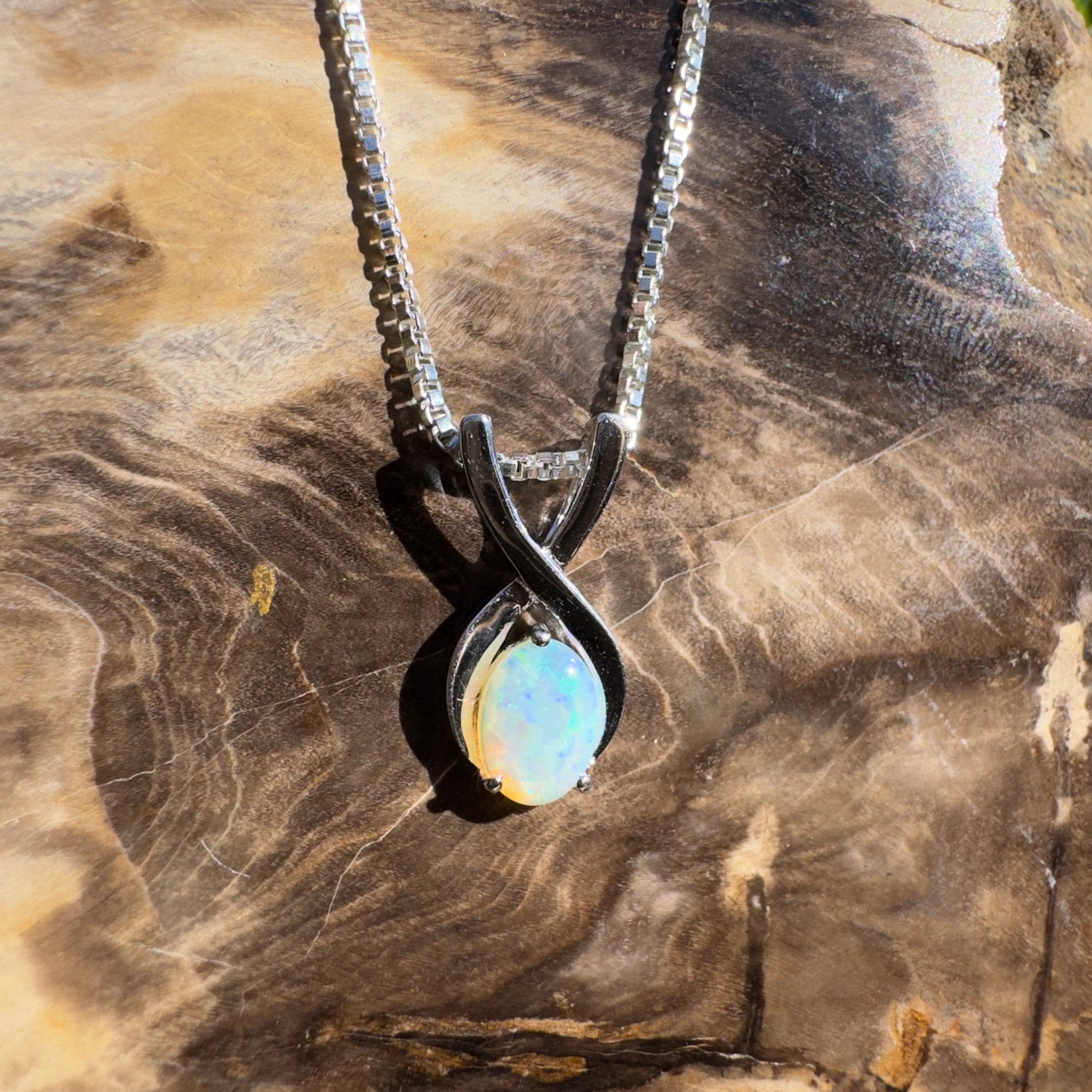 0.9ct Coober Pedy Opal Pendant Necklace ~ 'Sandon Point Shine' | 925 Sterling Silver | Solid Australian Opal