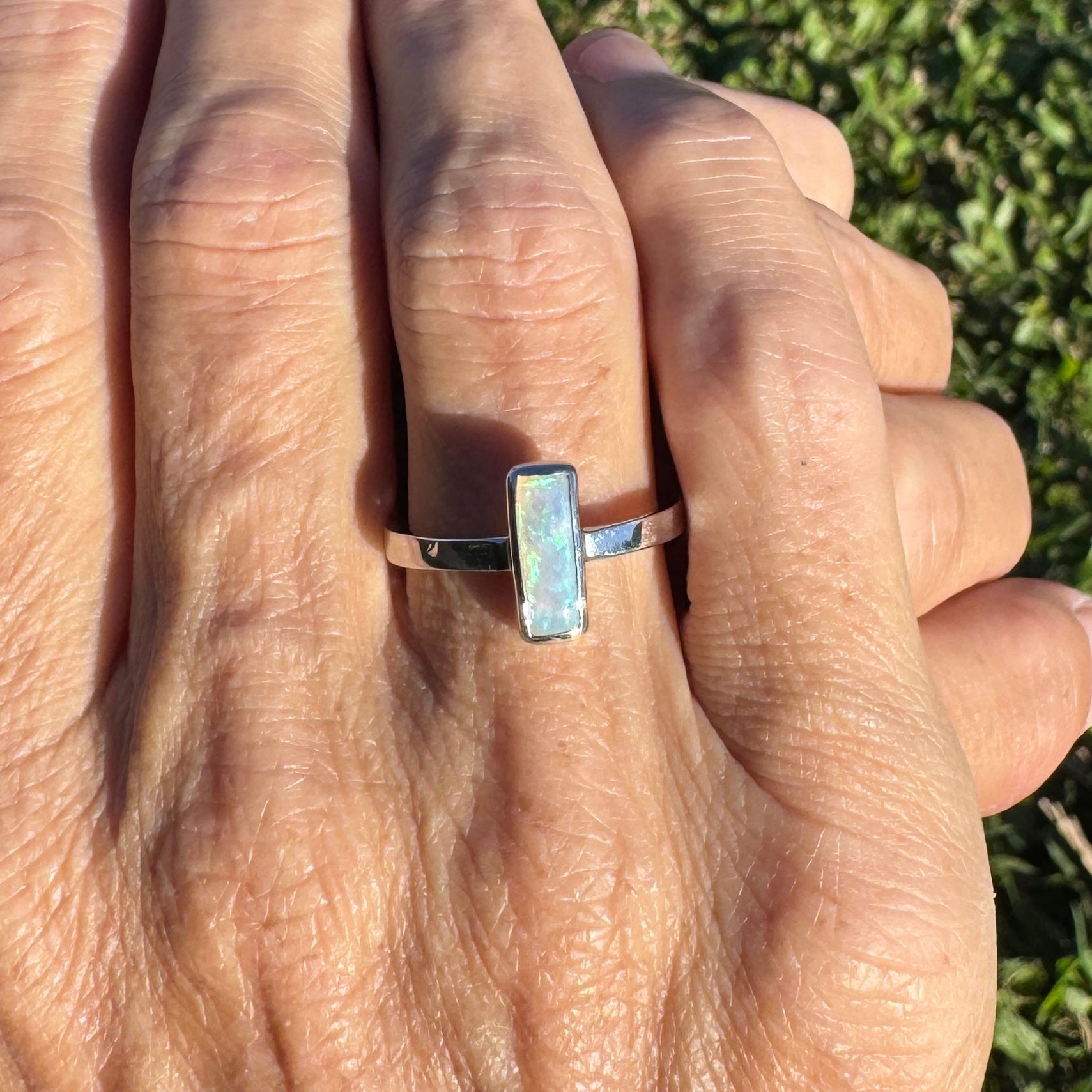 0.9ct Lightning Ridge Crystal Opal Ring ~ 'Bruny Tide Glow' | 925 Sterling Silver | Solid Australian Opal