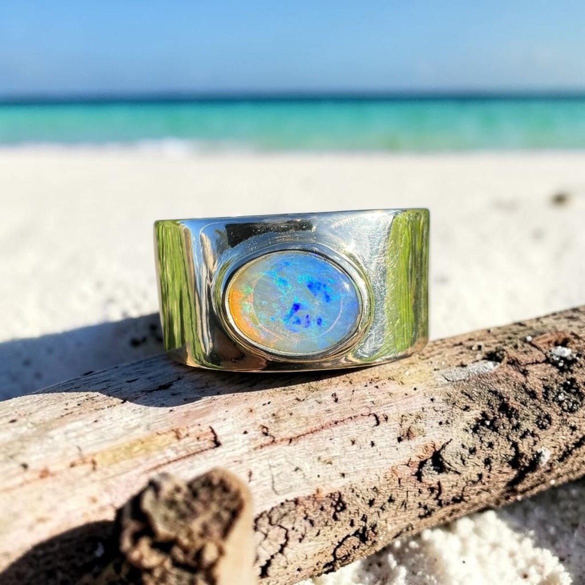 0.9ct Lightning Ridge Crystal Opal Ring ~ 'Hyams Beach Haze' | 925 Sterling Silver | Solid Australian Opal