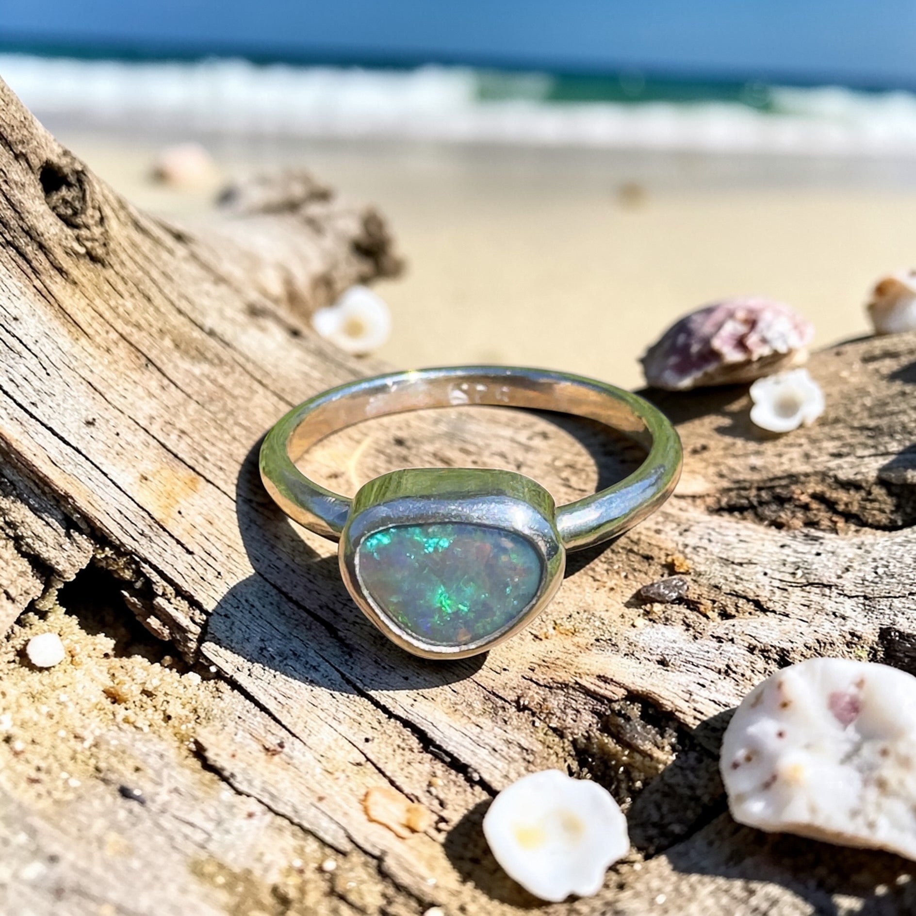0.9ct Lightning Ridge Opal Ring ~ 'Hamilton Blues' | 925 Sterling Silver | Solid Australian Opal