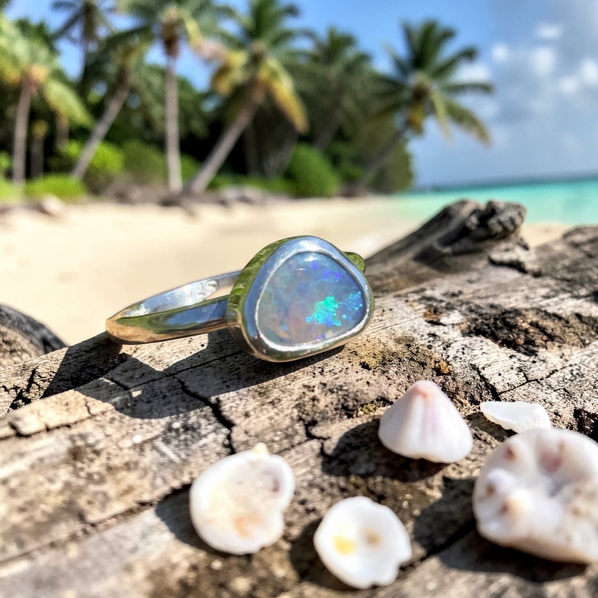 0.9ct Lightning Ridge Opal Ring ~ 'Hamilton Blues' | 925 Sterling Silver | Solid Australian Opal