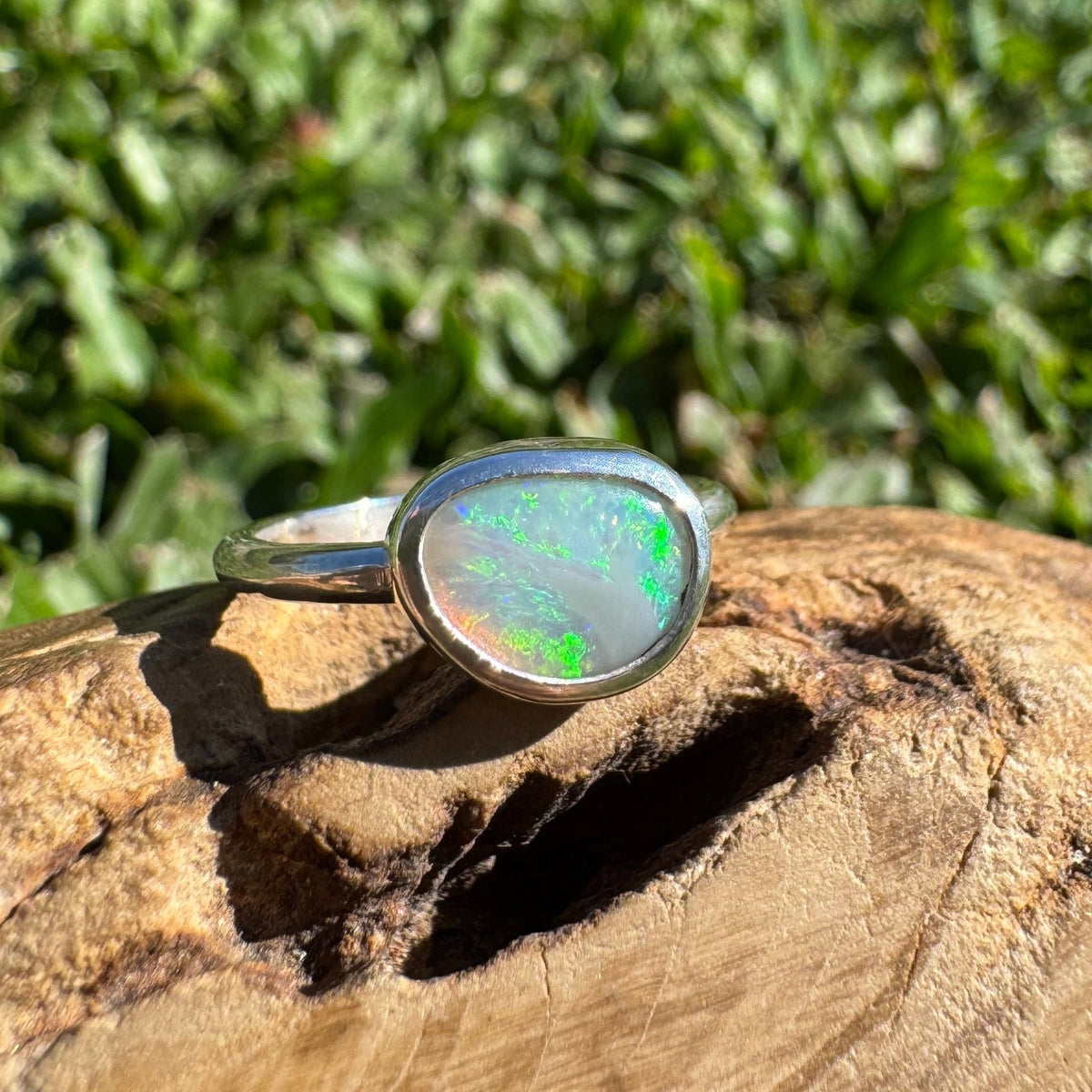 0.9ct Lightning Ridge Opal Ring ~ 'Lake Eacham Jewel' | 925 Sterling Silver | Solid Australian Opal